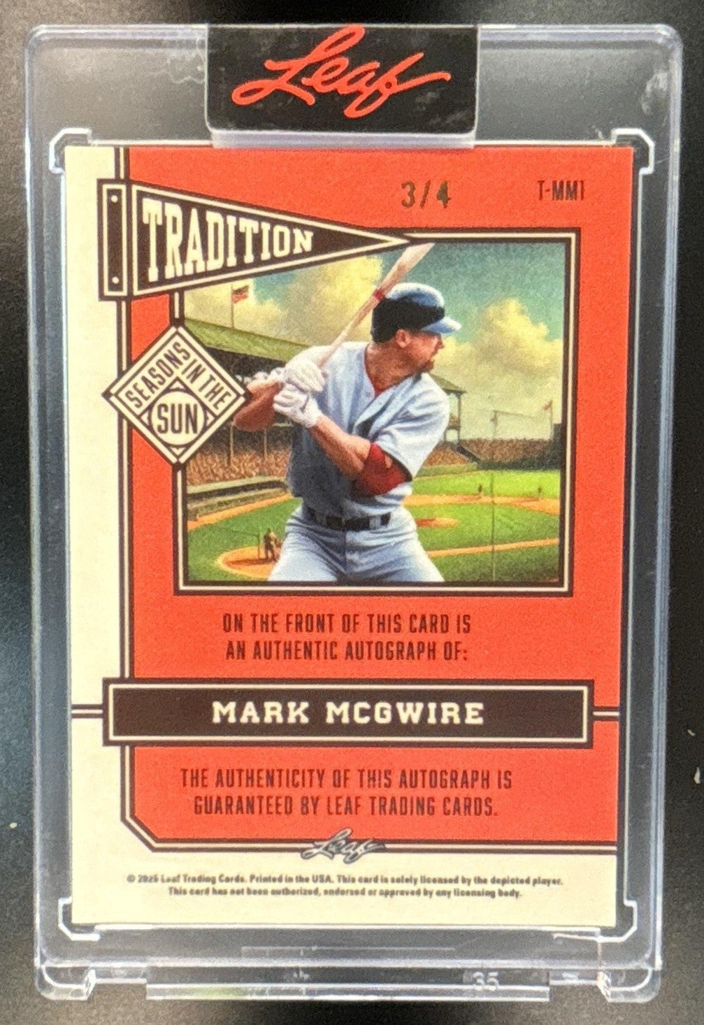 2025 Leaf Seasons In The Sun Mark McGwire Auto /4 #T-MM1 Oakland Athletics A’s - Sports Cards