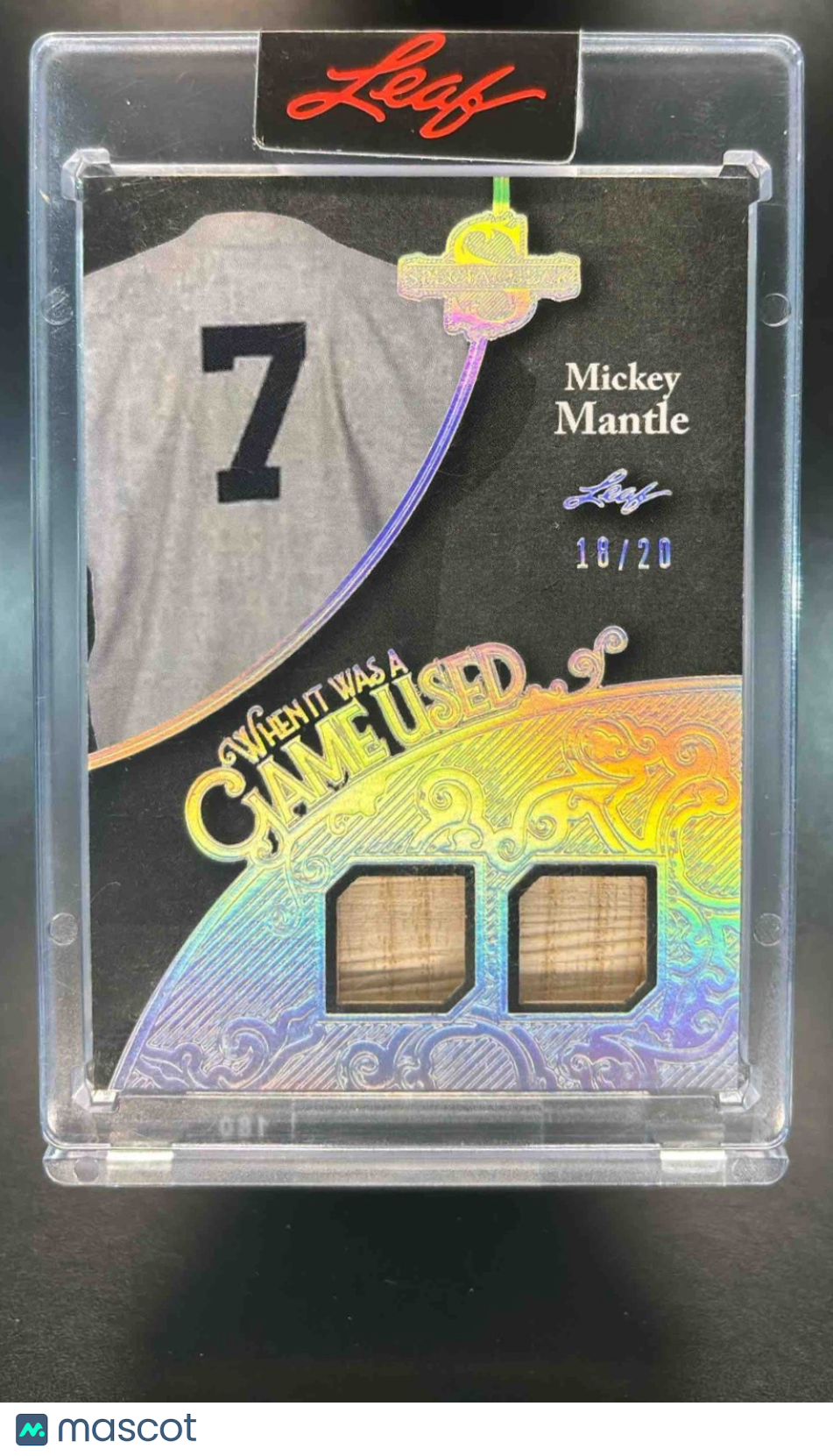 2025 Leaf Spectacular Mickey Mantle When it Was A Game Used Silver Holo /20 - Sports Cards