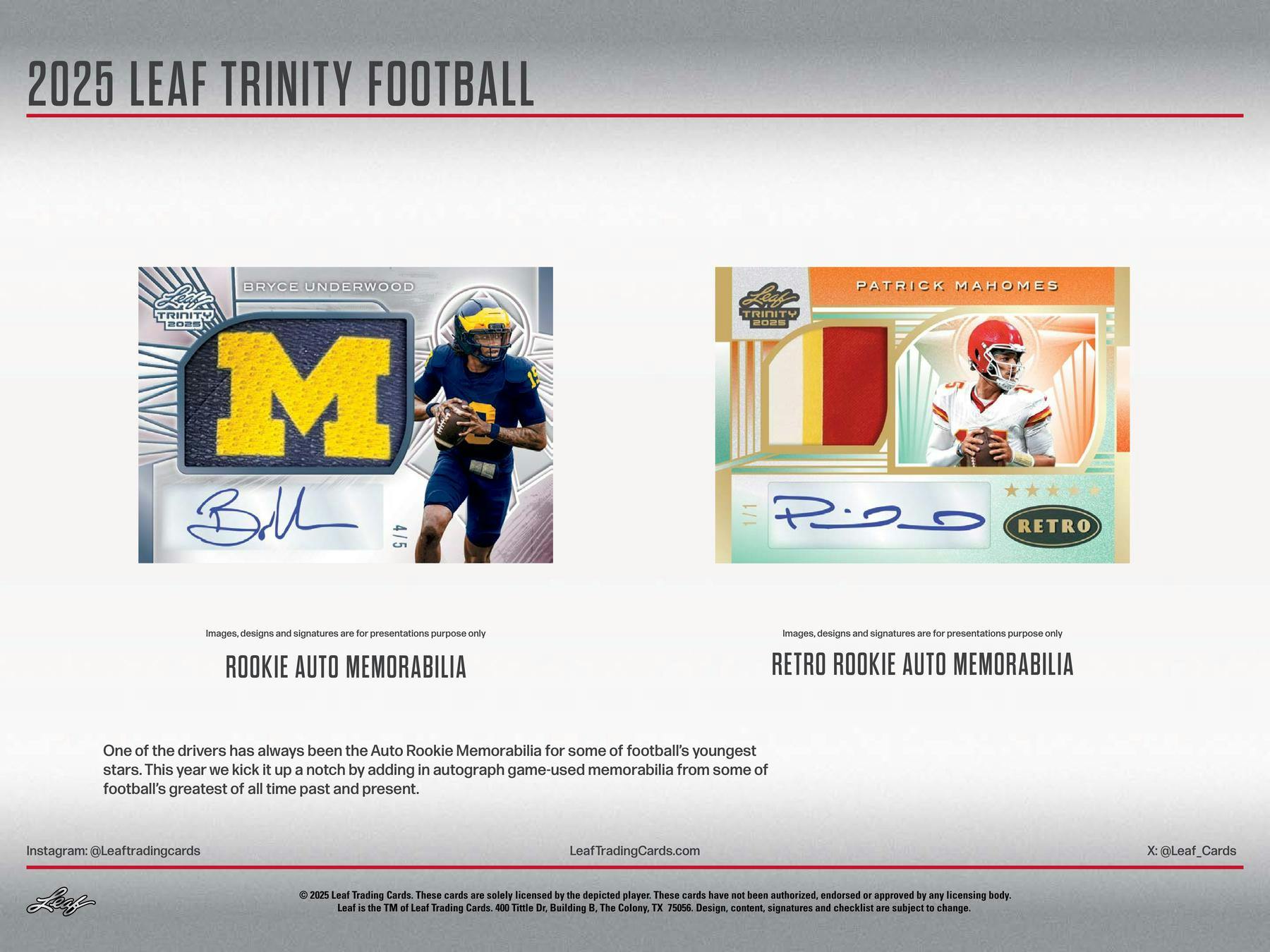2025 Leaf Trinity Football Hobby Jumbo Box (9 Cards + Trinity Multi Sport) - NFL Hobby Box
