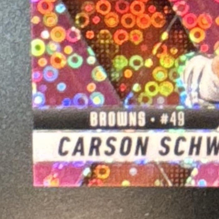 2025 Mosaic Carson Schwesinger No Huddle Pink /20 #371 RC Cleveland Browns - Sports Cards