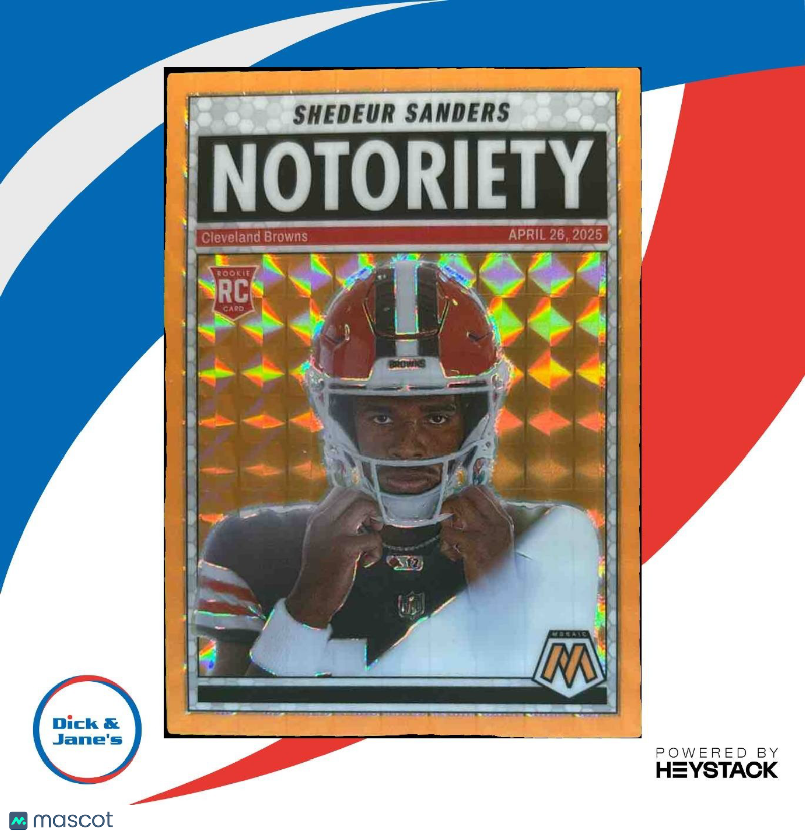 2025 Mosaic Shedeur Sanders Notoriety Orange Prizm #13 RC Cleveland Browns - Sports Cards