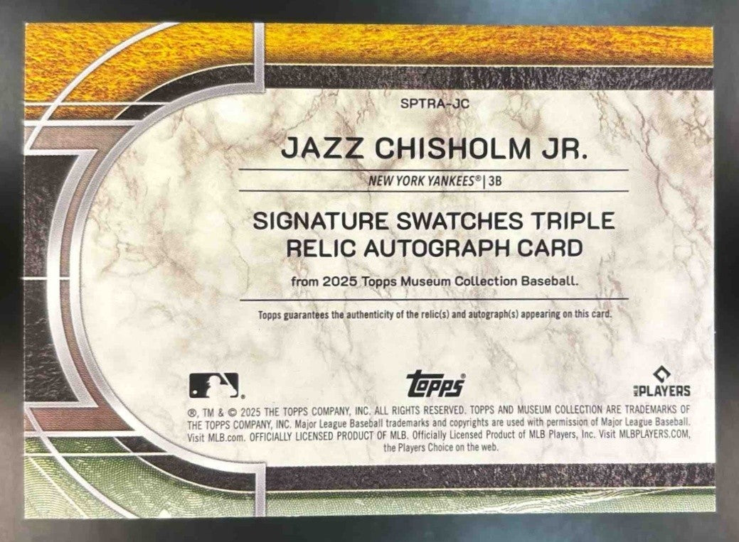 2025 Museum Collection Jazz Chisholm Jr. Triple Patch Auto Gold /50 MEM Yankees - Sports Cards