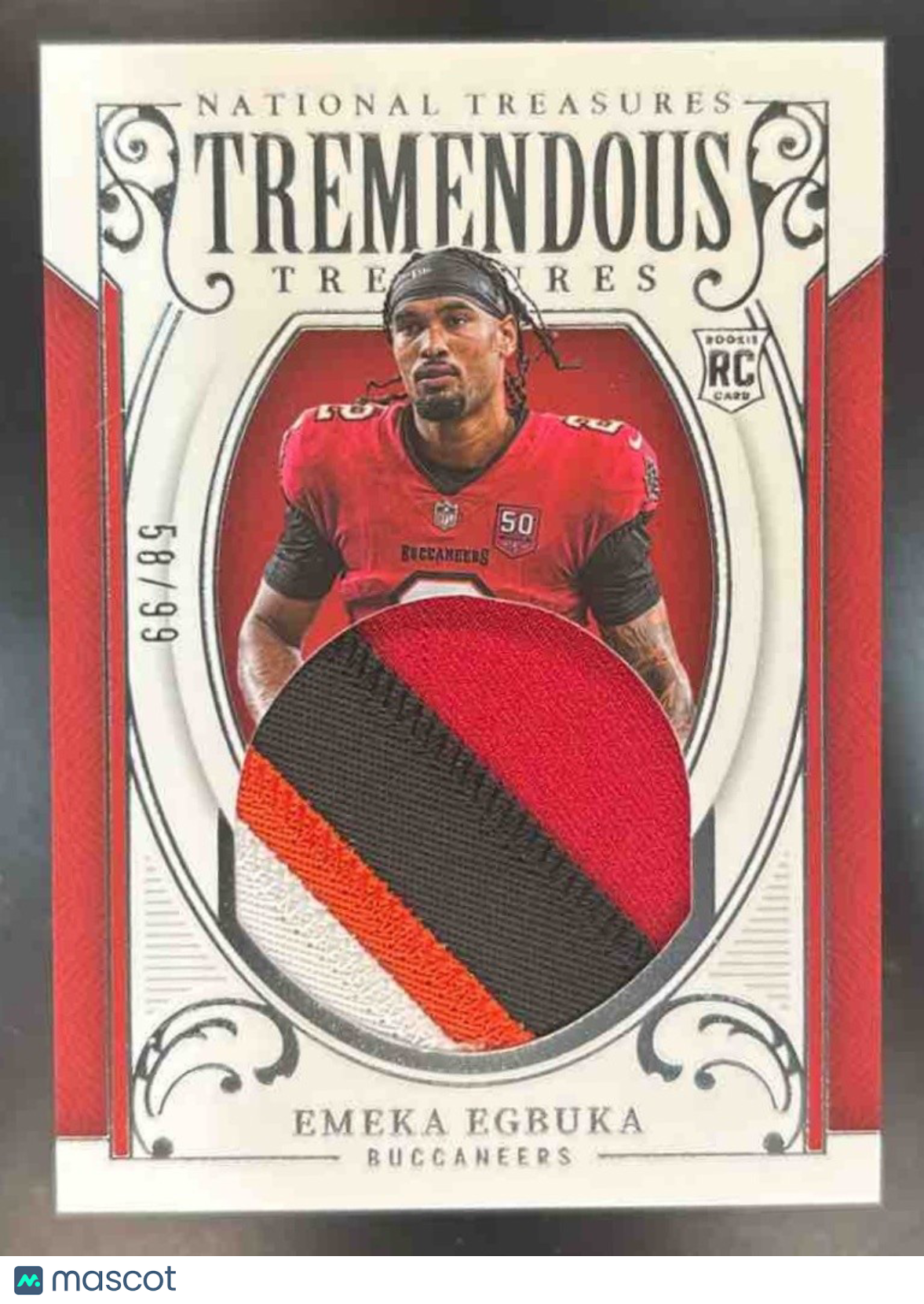 2025 National Treasures Emeka Egbuka Tremendous Treasures /99 MEM RC Buccaneers - Sports Cards