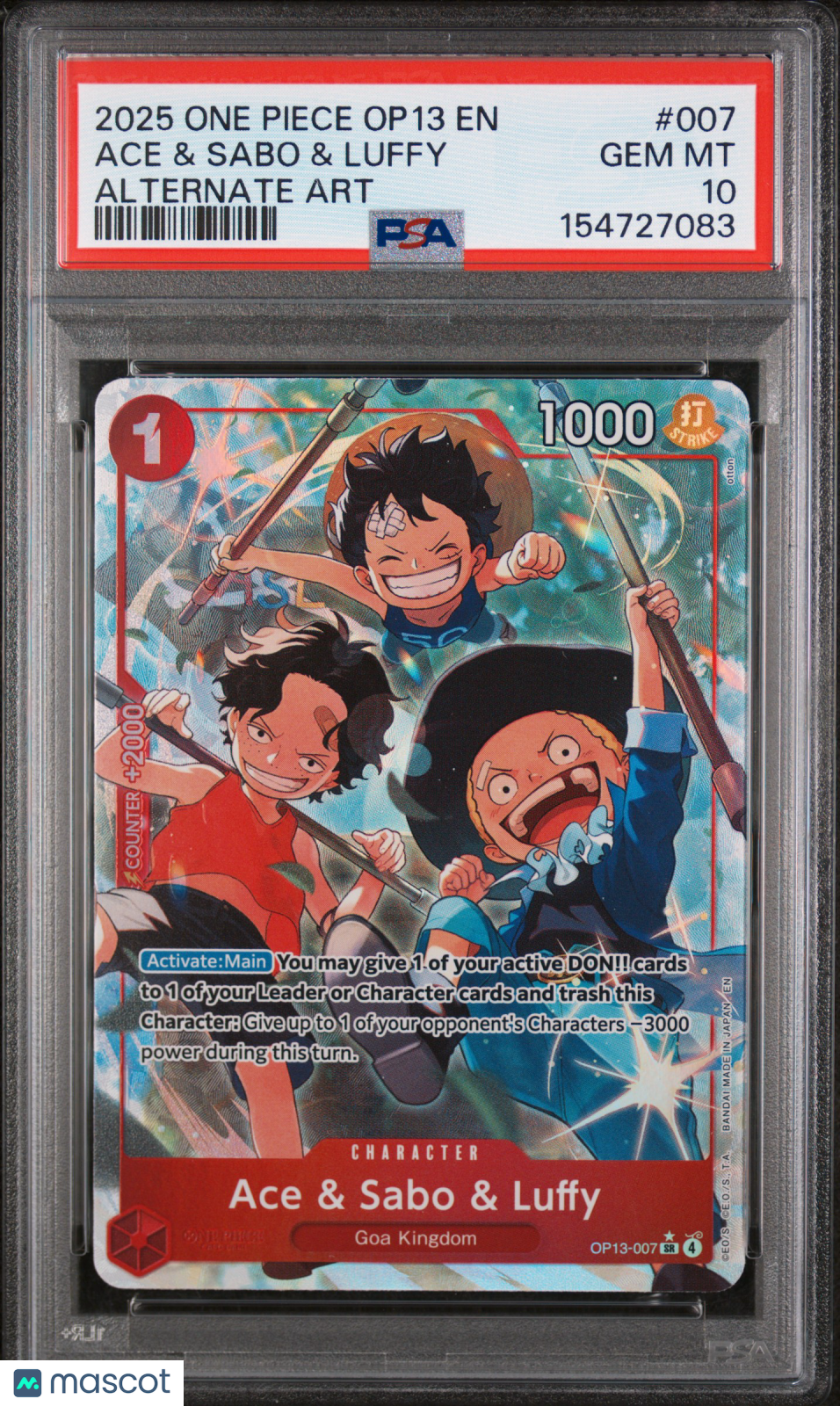 2025 One Piece OP13-Carrying On His Will Ace & Sabo & Luffy Alt Art PSA 10 - Graded TCG/CCG