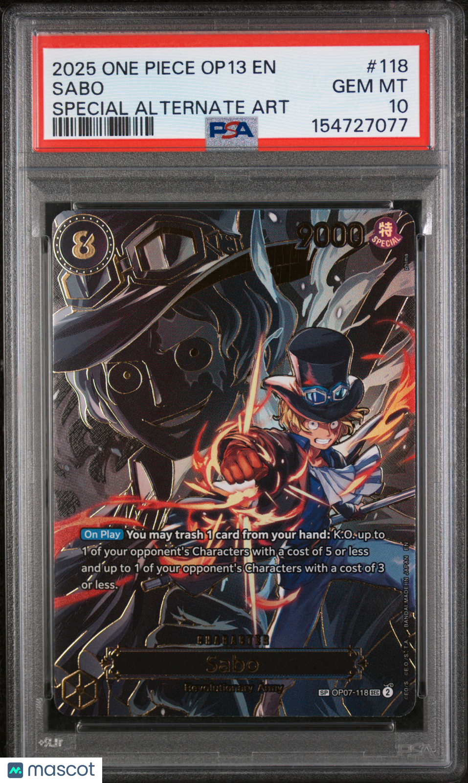 2025 One Piece OP13-Carrying On His Will Sabo Special Alt Art PSA 10 GEM MINT - Graded TCG/CCG