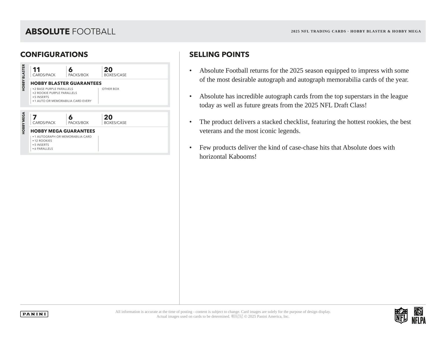 2025 Panini Absolute Football HOBBY Blaster Box (Purple Parallels) - NFL Hobby