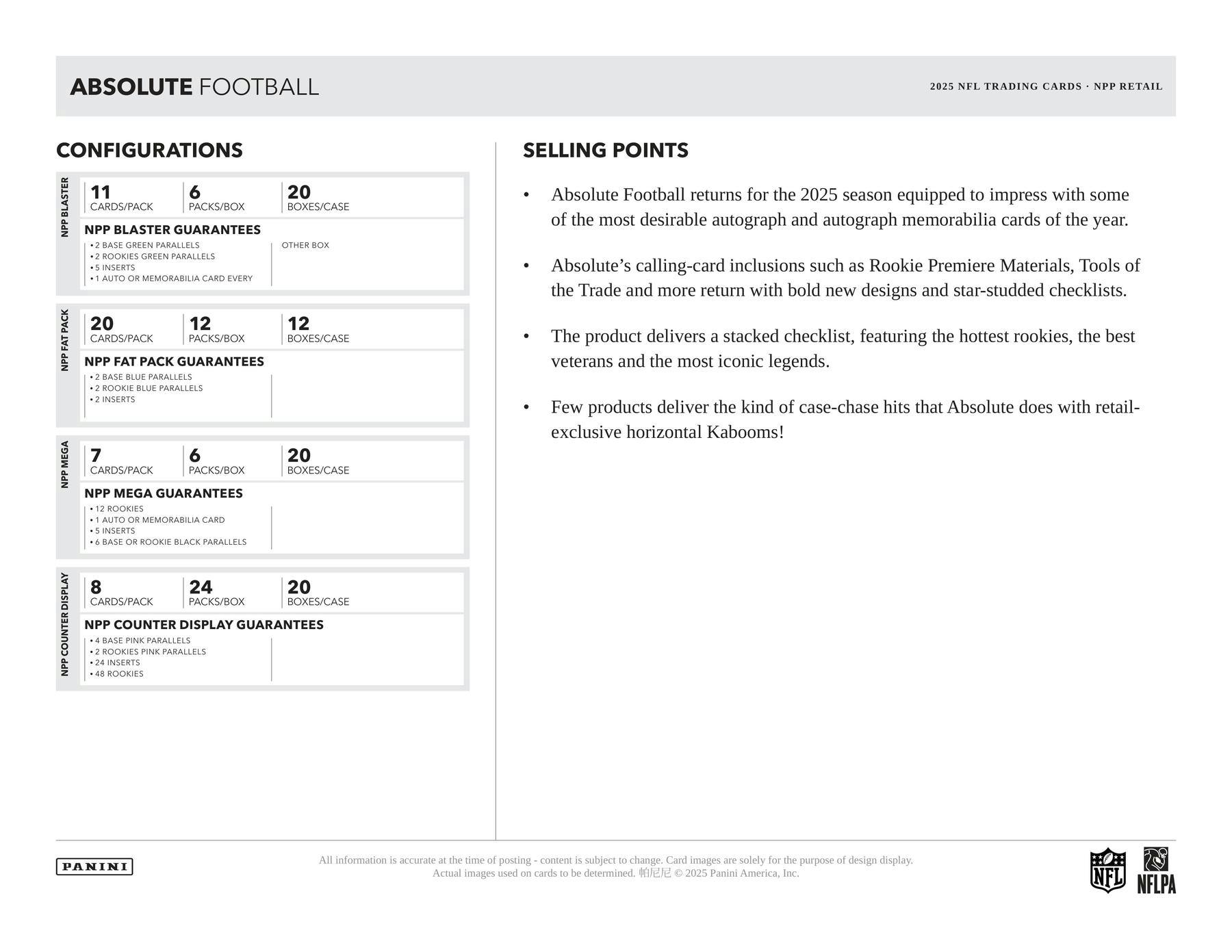 2025 Panini Absolute Football Mega Box (1 Auto or Mem and Black Parallels) - NFL Blaster
