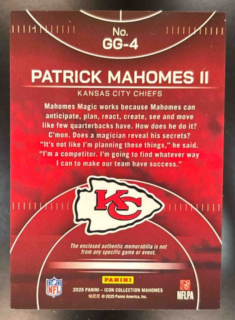 2025 Panini Authentically Mahomes Patrick II Game Gear MEM Kansas City Chiefs - Sports Cards