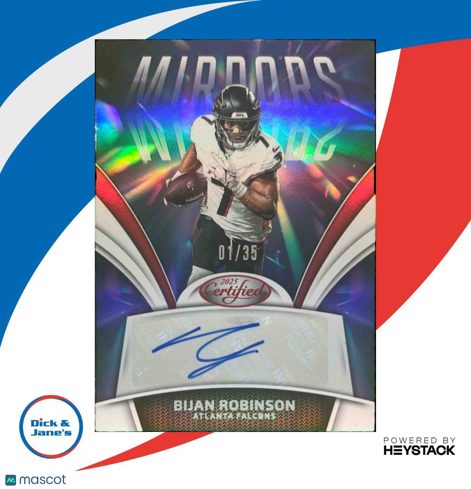2025 Panini Certified Bijan Robinson Mirror Signatures 1/35 # Auto Falcons - Sports Cards