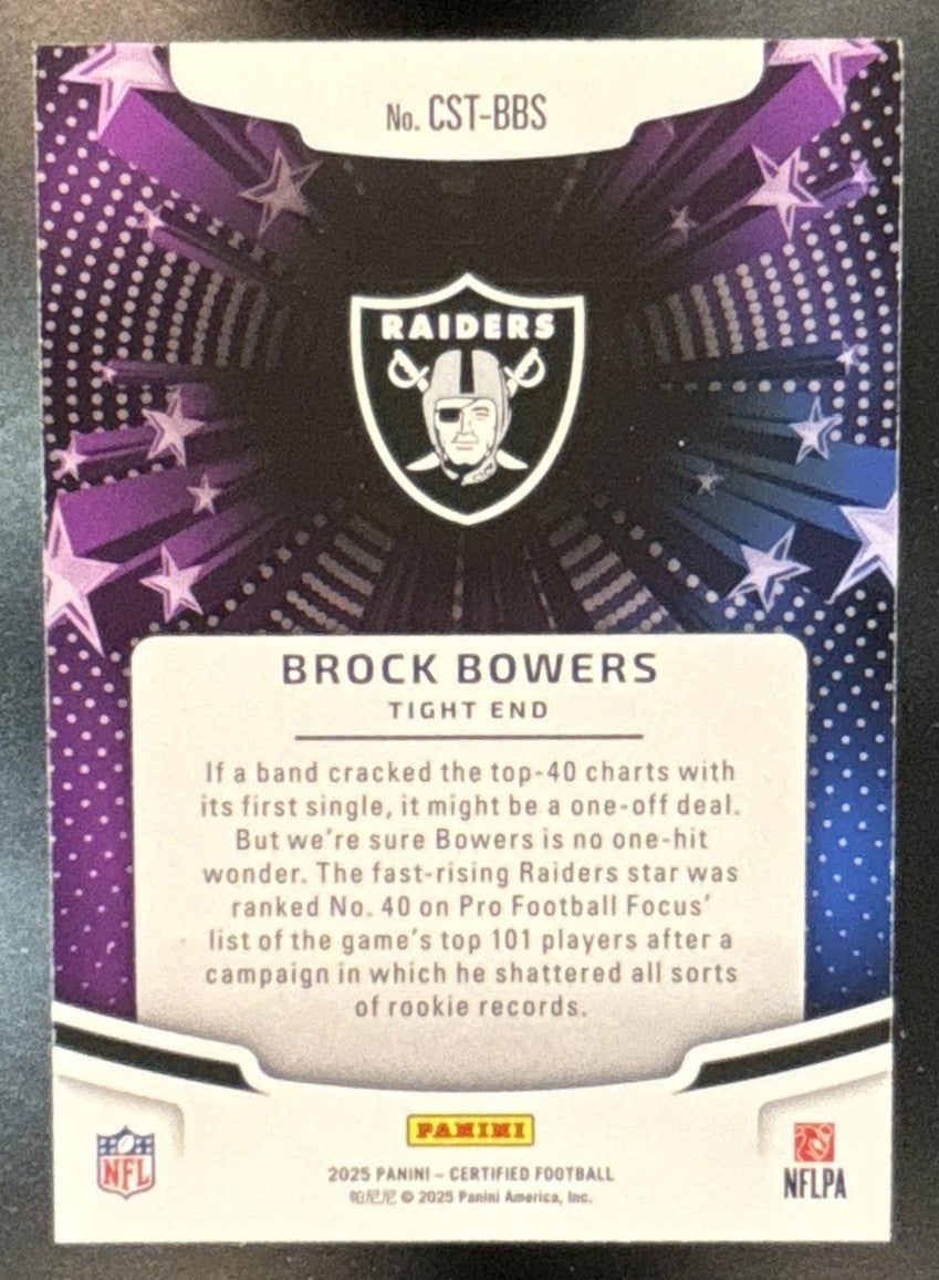 2025 Panini Certified Brock Bowers Stars Mirror Purple /299 Las Vegas Raiders - Sports Cards