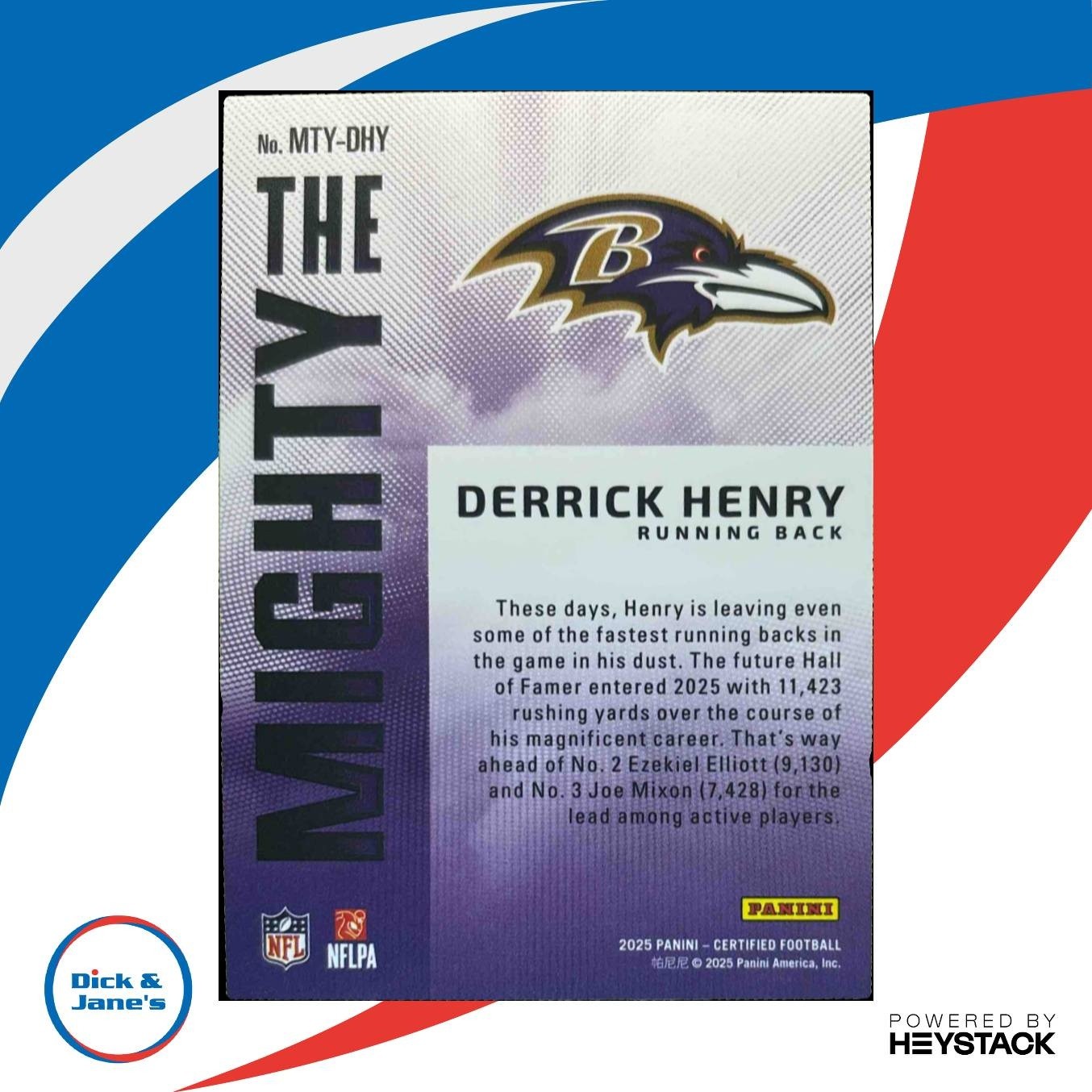 2025 Panini Certified Derrick Henry The Mighty #MTY-DHY Baltimore Ravens - Sports Cards