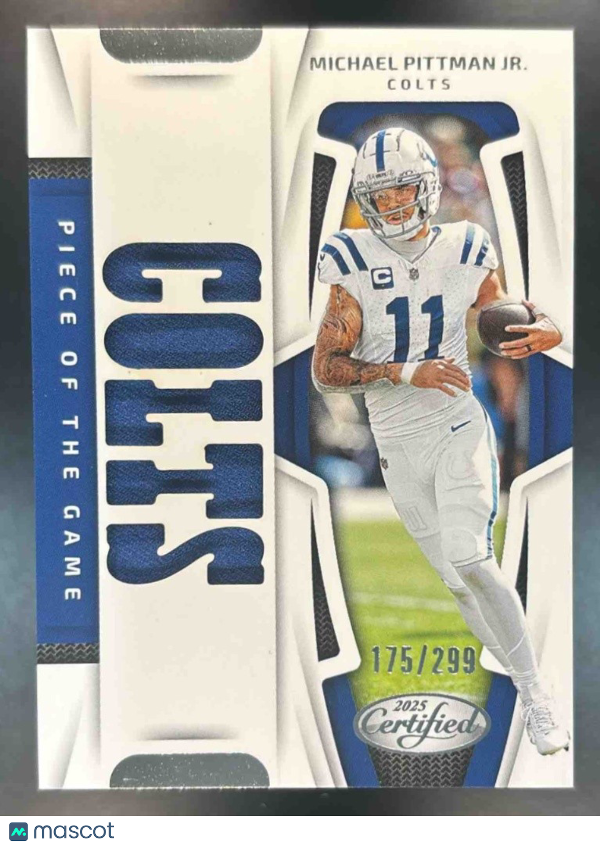 2025 Panini Certified Michael Pittman Jr. Piece of the Game /299 MEM Colts - Sports Cards