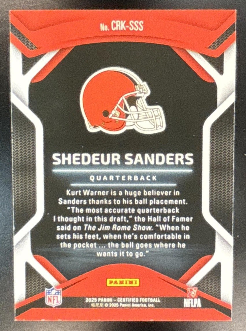 2025 Panini Certified Shedeur Sanders Rookies Green /25 #CRK-SSS Browns - Sports Cards