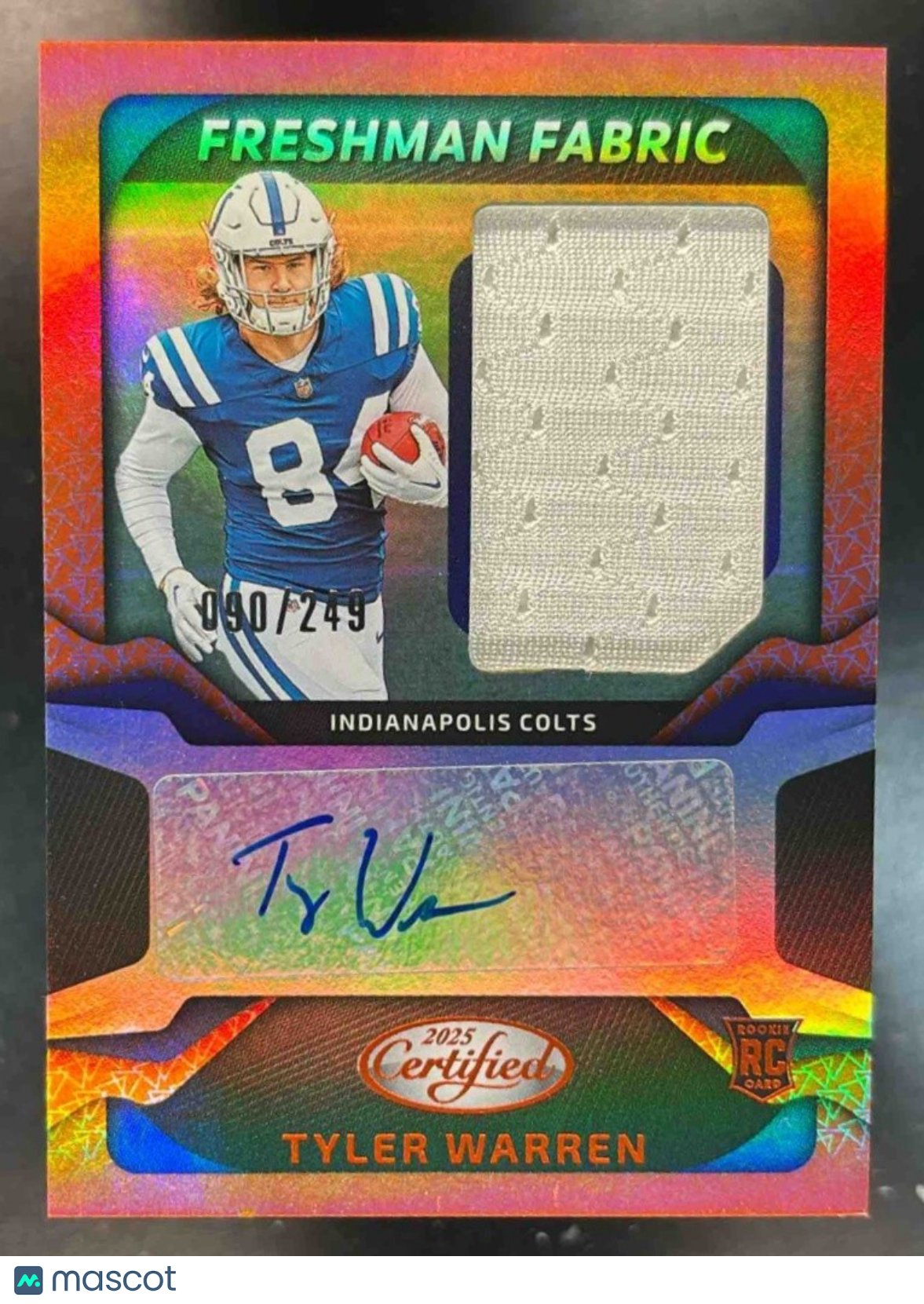 2025 Panini Certified Tyler Warren Freshman Fabric Signatures /249 MEM RC Auto - Sports Cards