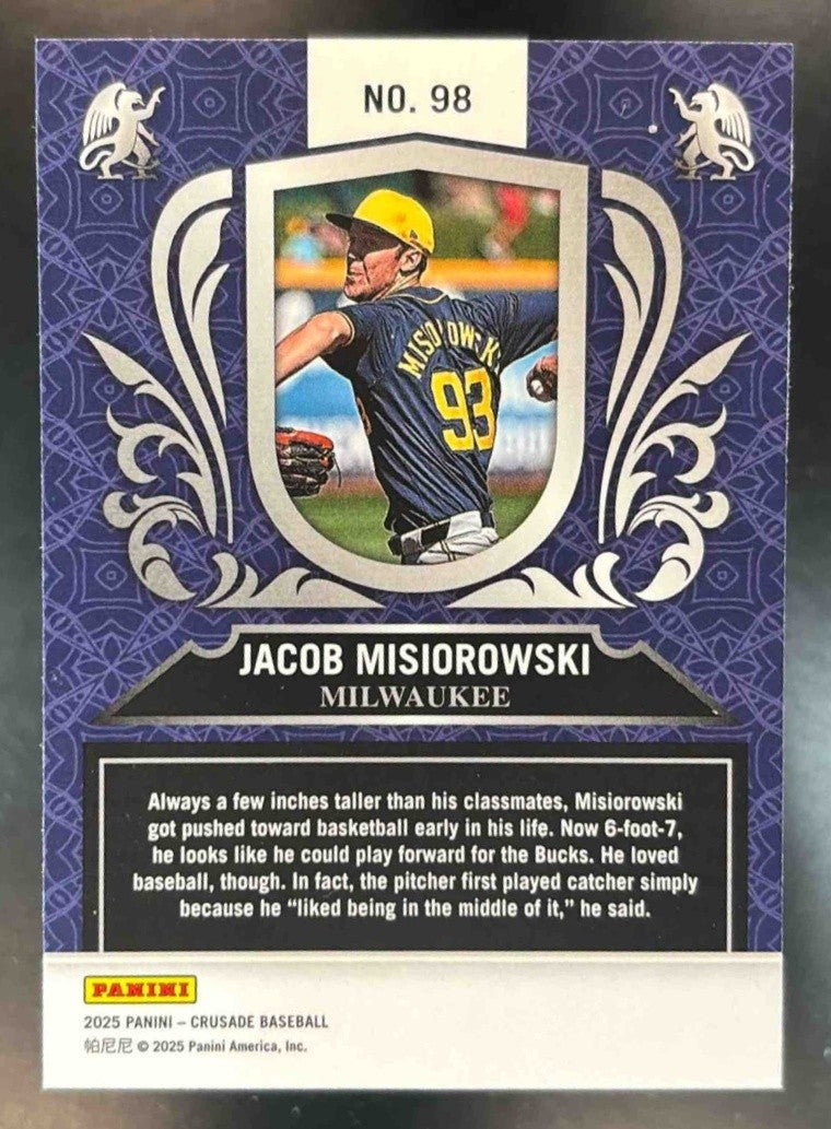 2025 Panini Crusade Jacob Misiorowski Blue #98 Milwaukee Brewers - Sports Cards