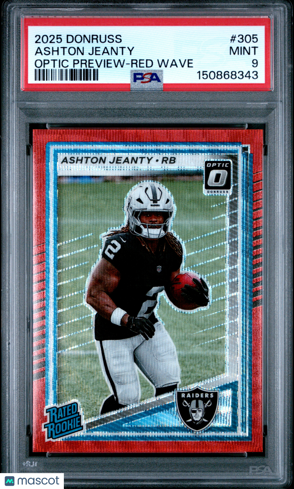 2025 Panini Donruss Ashton Jeanty Optic Preview Red Wave #305 PSA 9 - Graded Sports Cards