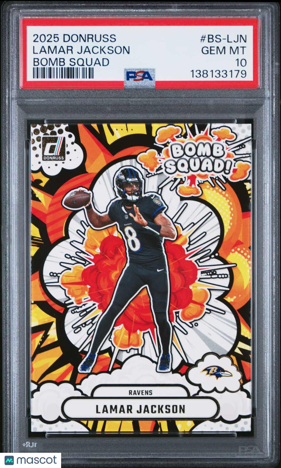 2025 Panini Donruss Bomb Squad Lamar Jackson #BS-LJN PSA 10 - Graded Sports Cards