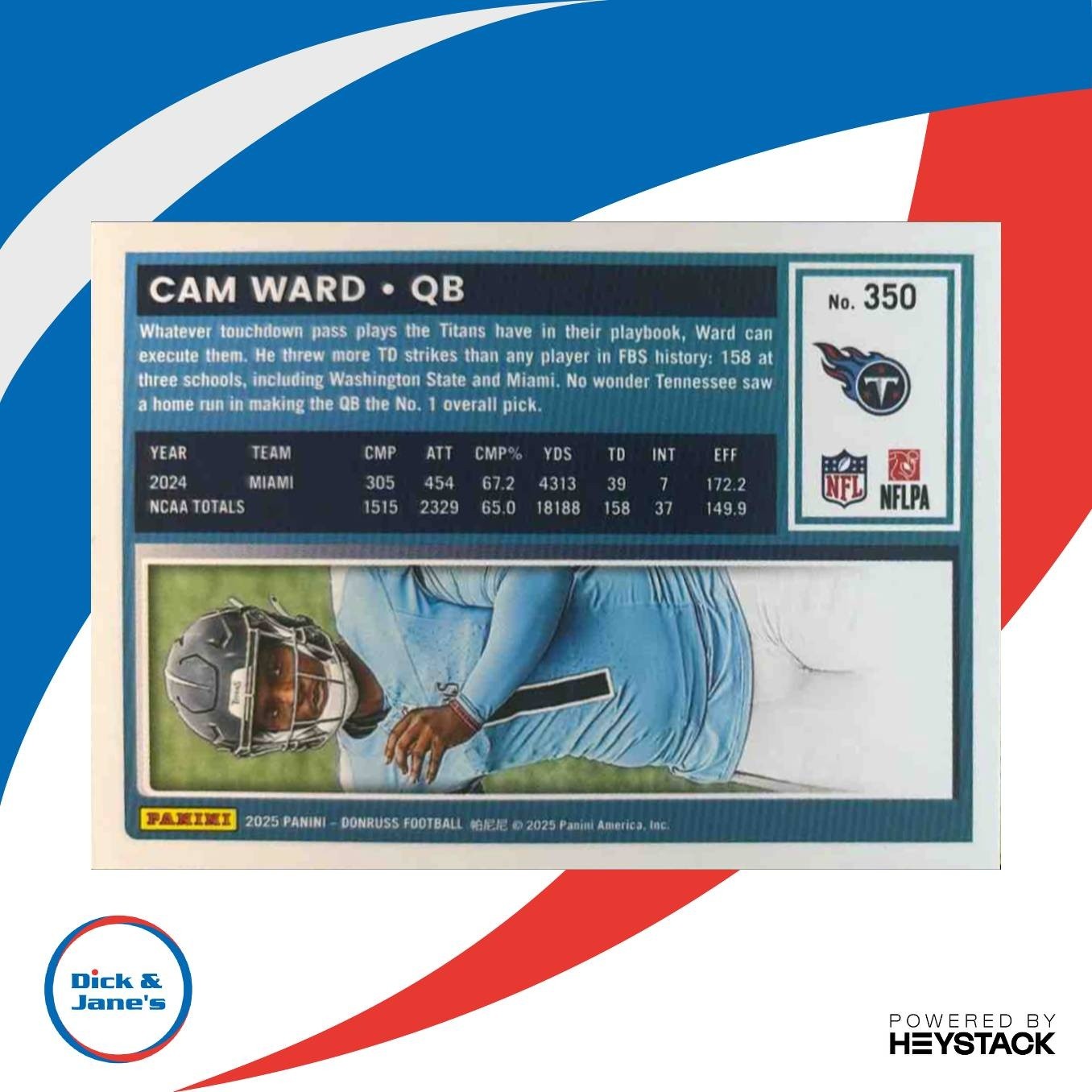 2025 Panini Donruss Cam Ward Rated Rookie #350 RC Tennessee Titans - Sports Cards