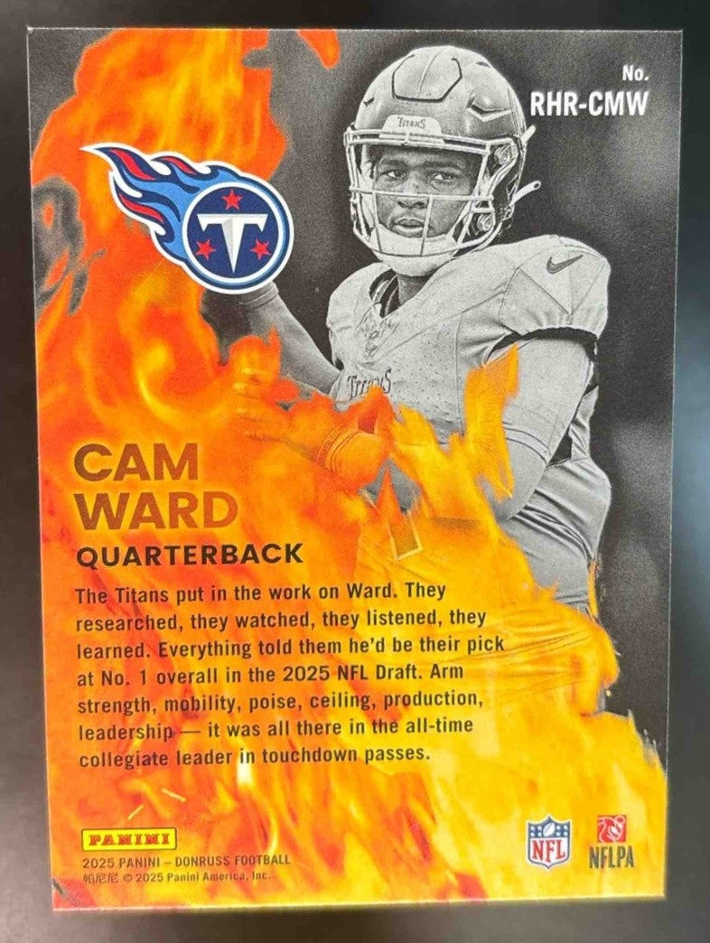2025 Panini Donruss Cam Ward Red Hot Rookies #9 RC Tennessee Titans - Sports Cards