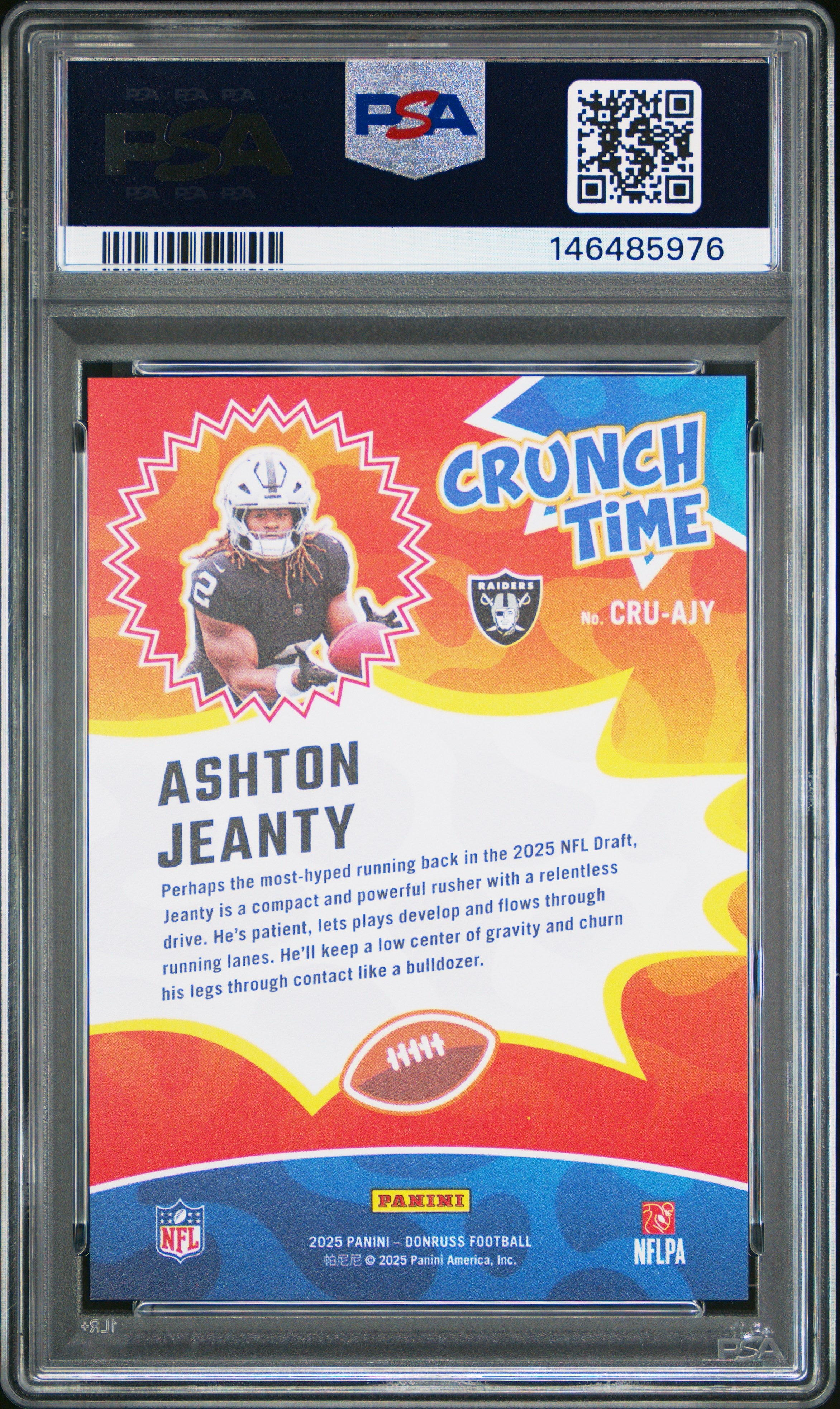 2025 Panini Donruss Crunch Time Ashton Jeanty #CRU-AJY PSA 10 - Graded Sports Cards