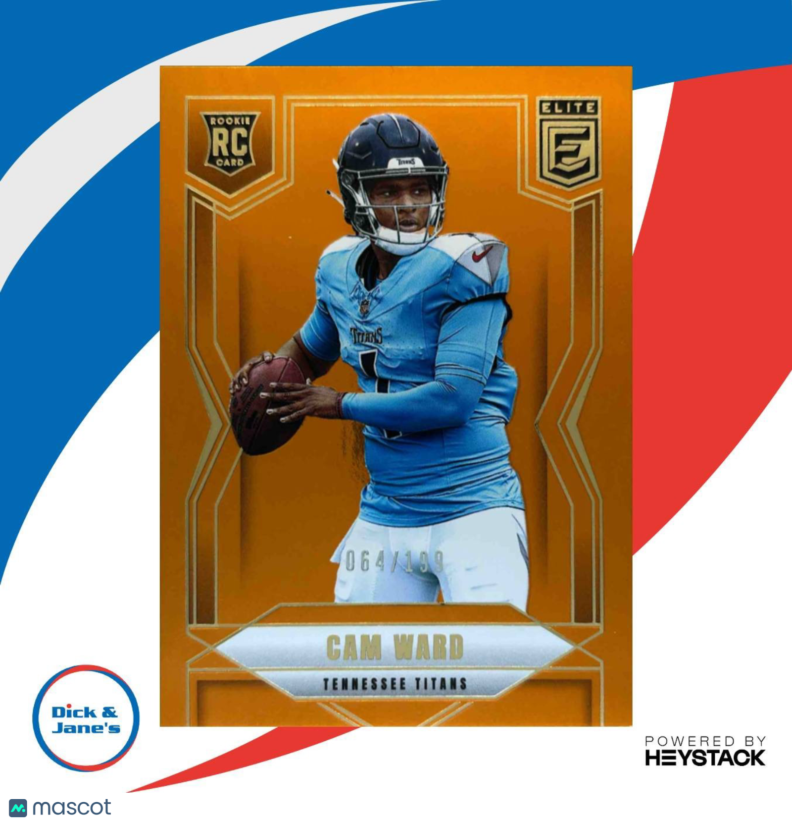 2025 Panini Donruss Elite Cam Ward Rookies Orange /199 #101 RC Tennessee Titans - Sports Cards