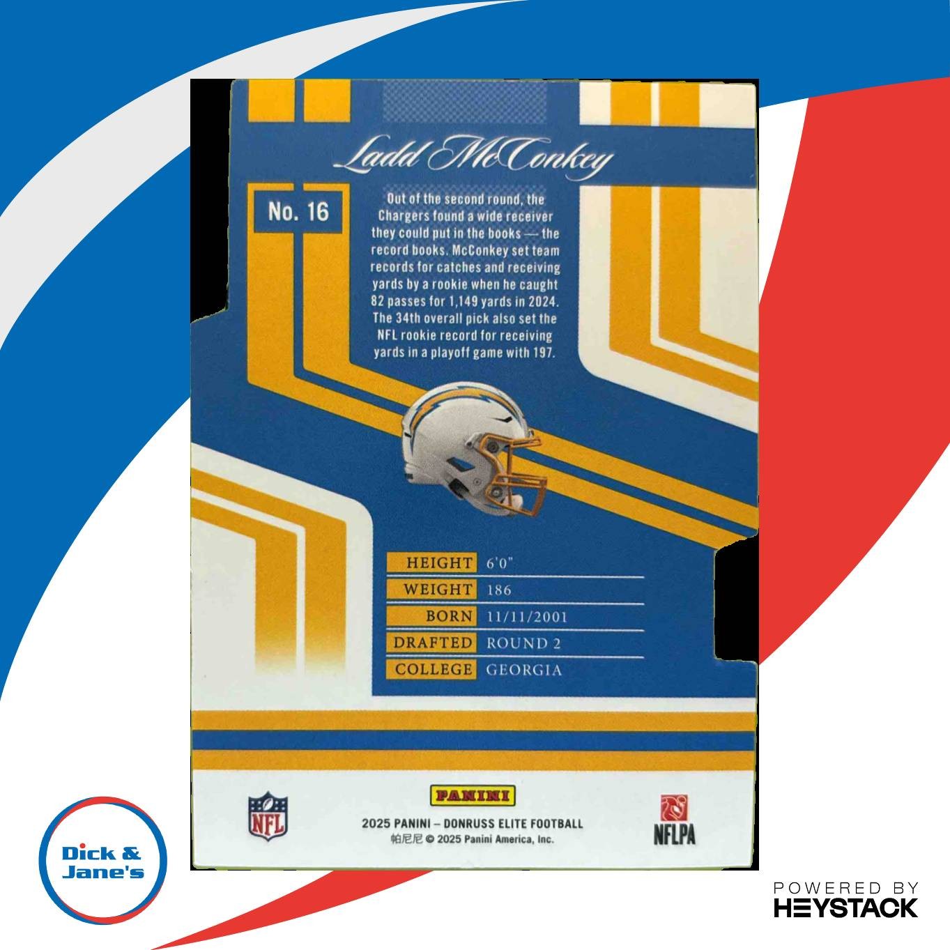 2025 Panini Donruss Elite Ladd McConkey 2007 Aspirations Die-Cut Blue 97/99 #16 - Sports Cards