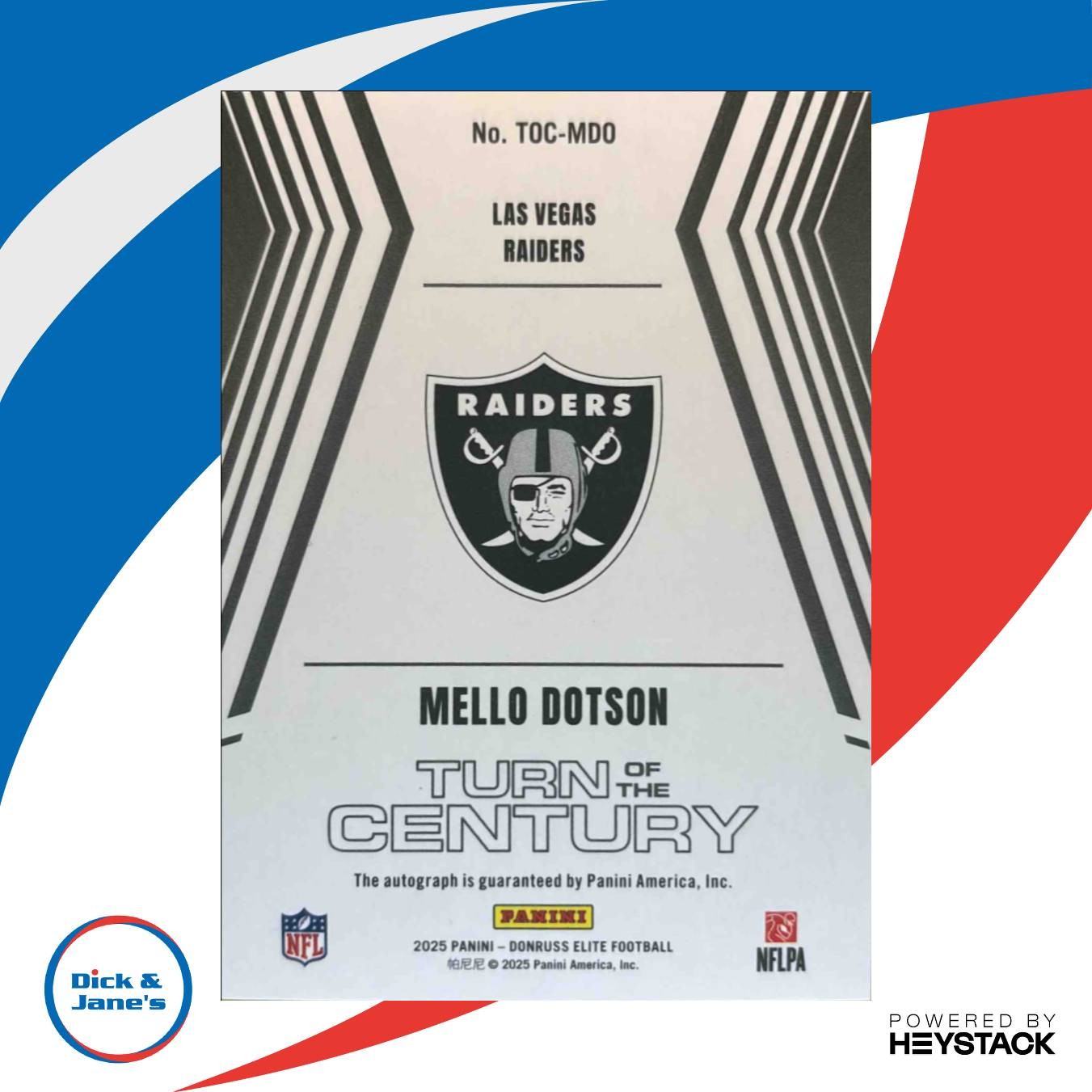 2025 Panini Donruss Elite Mello Dotson Turn of the Century Auto 280/499 Rookie - Sports Cards