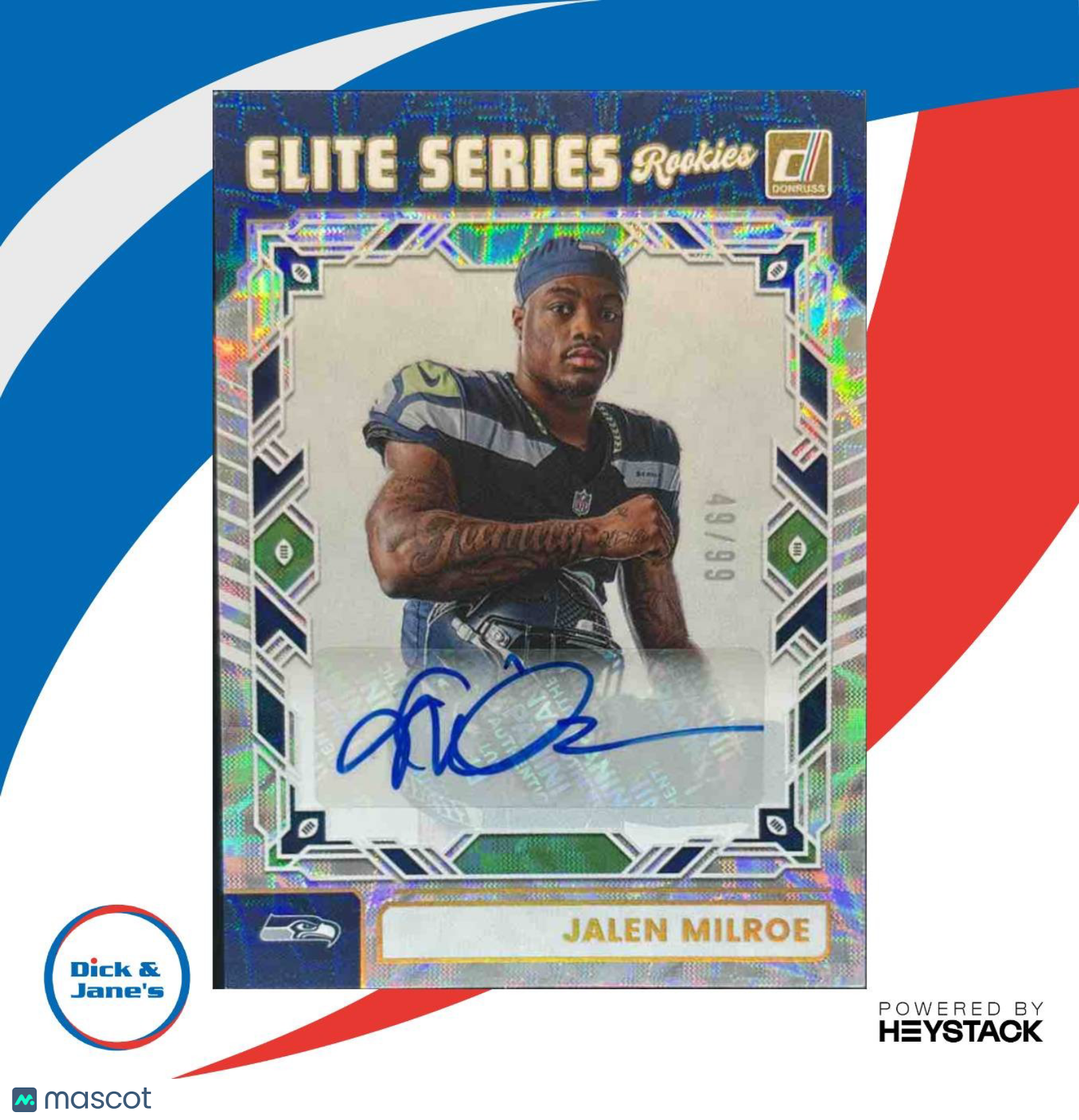 2025 Panini Donruss Jalen Milroe Elite Series Rookies Auto /99 Seattle Seahawks - Sports Cards
