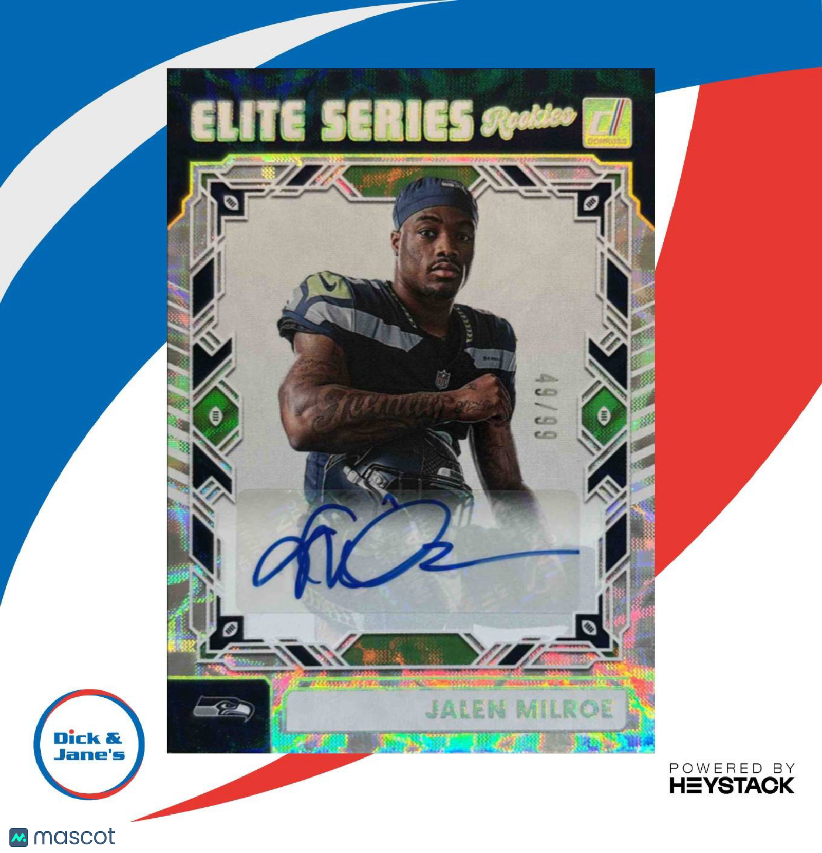 2025 Panini Donruss Jalen Milroe The Elite Series Rookies Auto 49/99 Seahawks - Sports Cards
