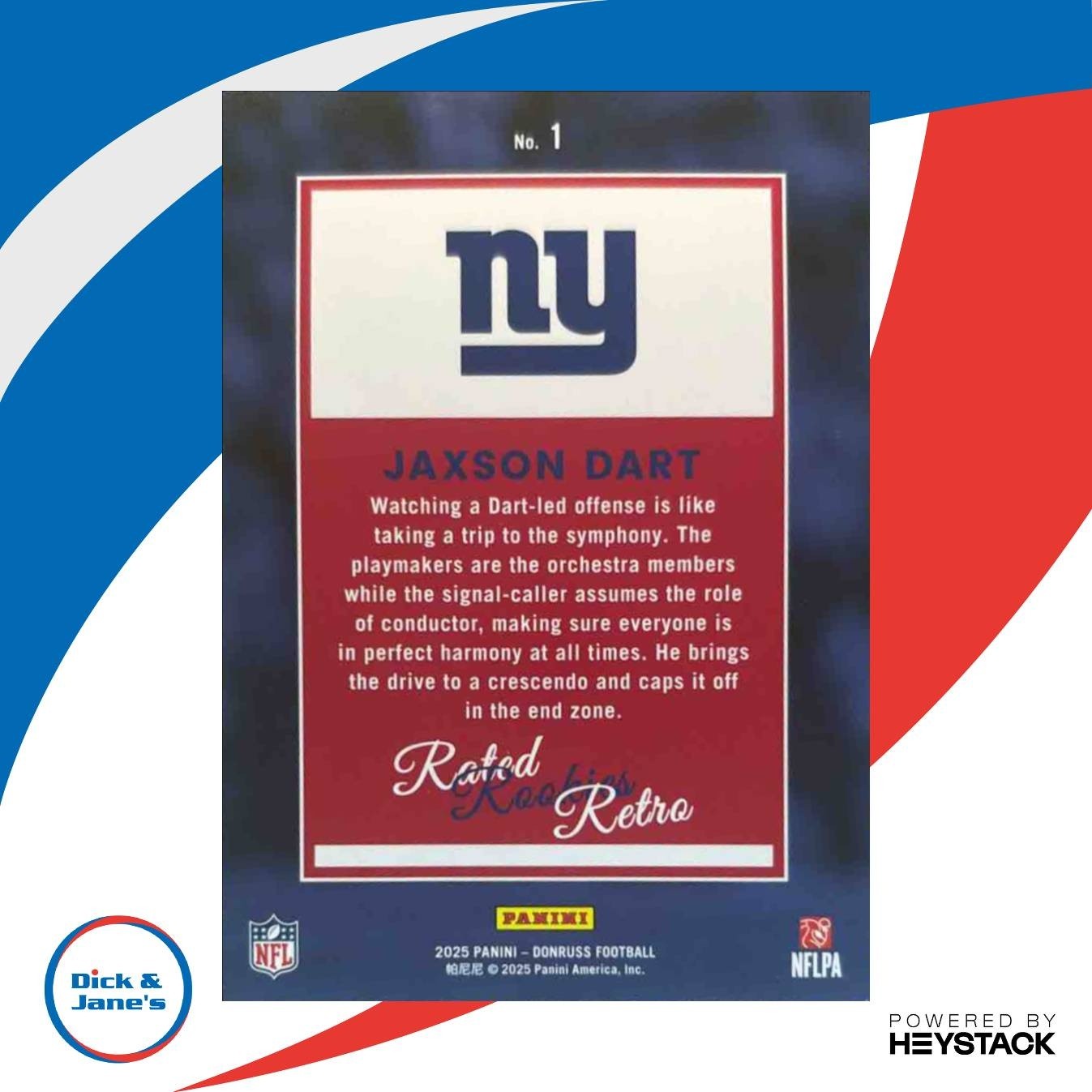 2025 Panini Donruss Jaxson Dart Rated Rookie Retro #1 RC New York Giants - Sports Cards