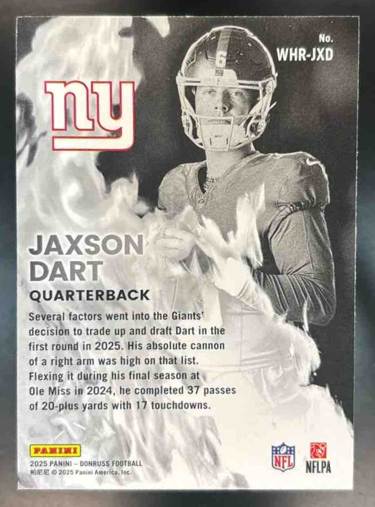 2025 Panini Donruss Jaxson Dart White Hot Rookies RC New York Giants - Sports Cards