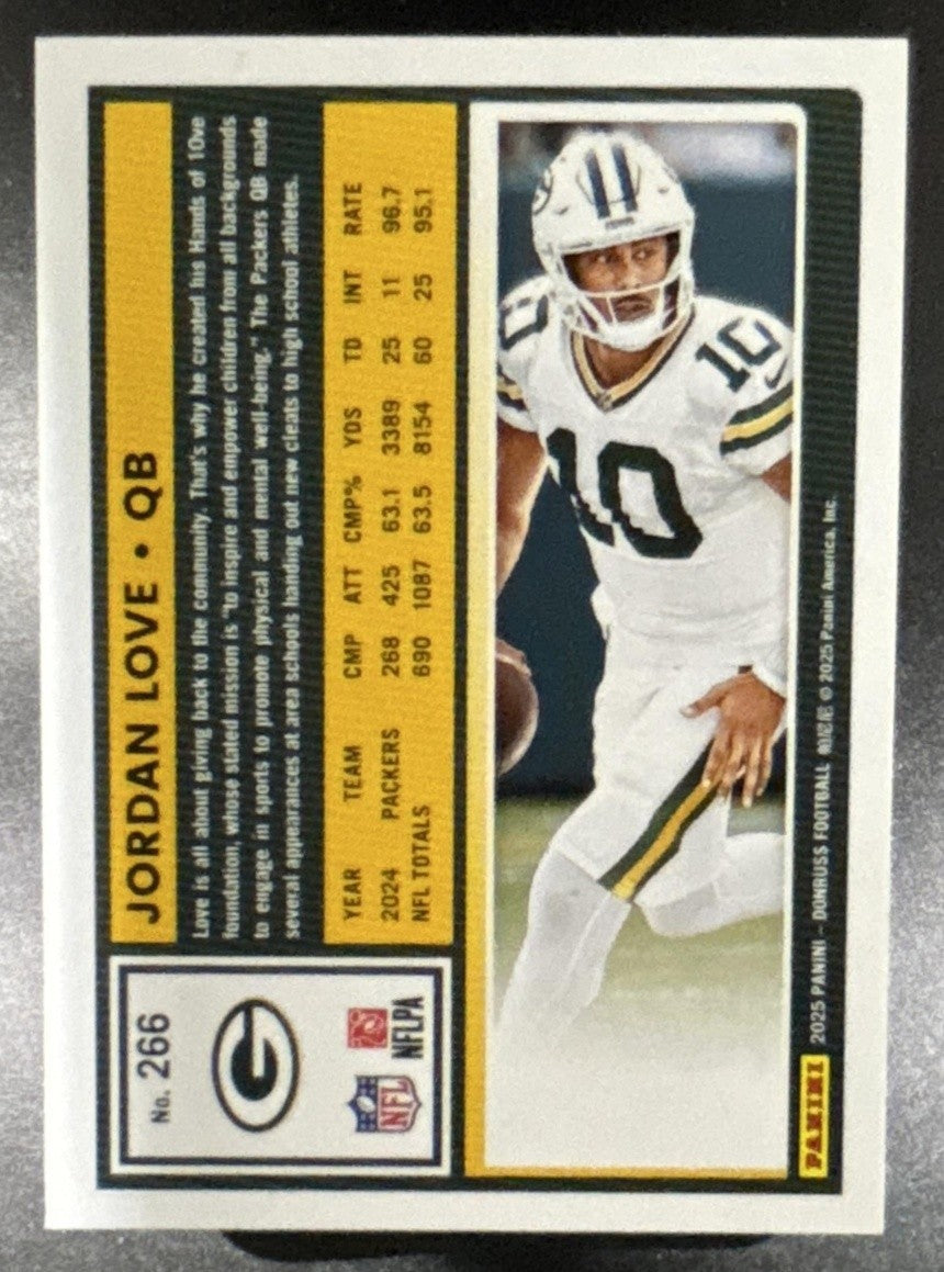 2025 Panini Donruss Jordan Love /199 #266 Green Bay Packers - Sports Cards