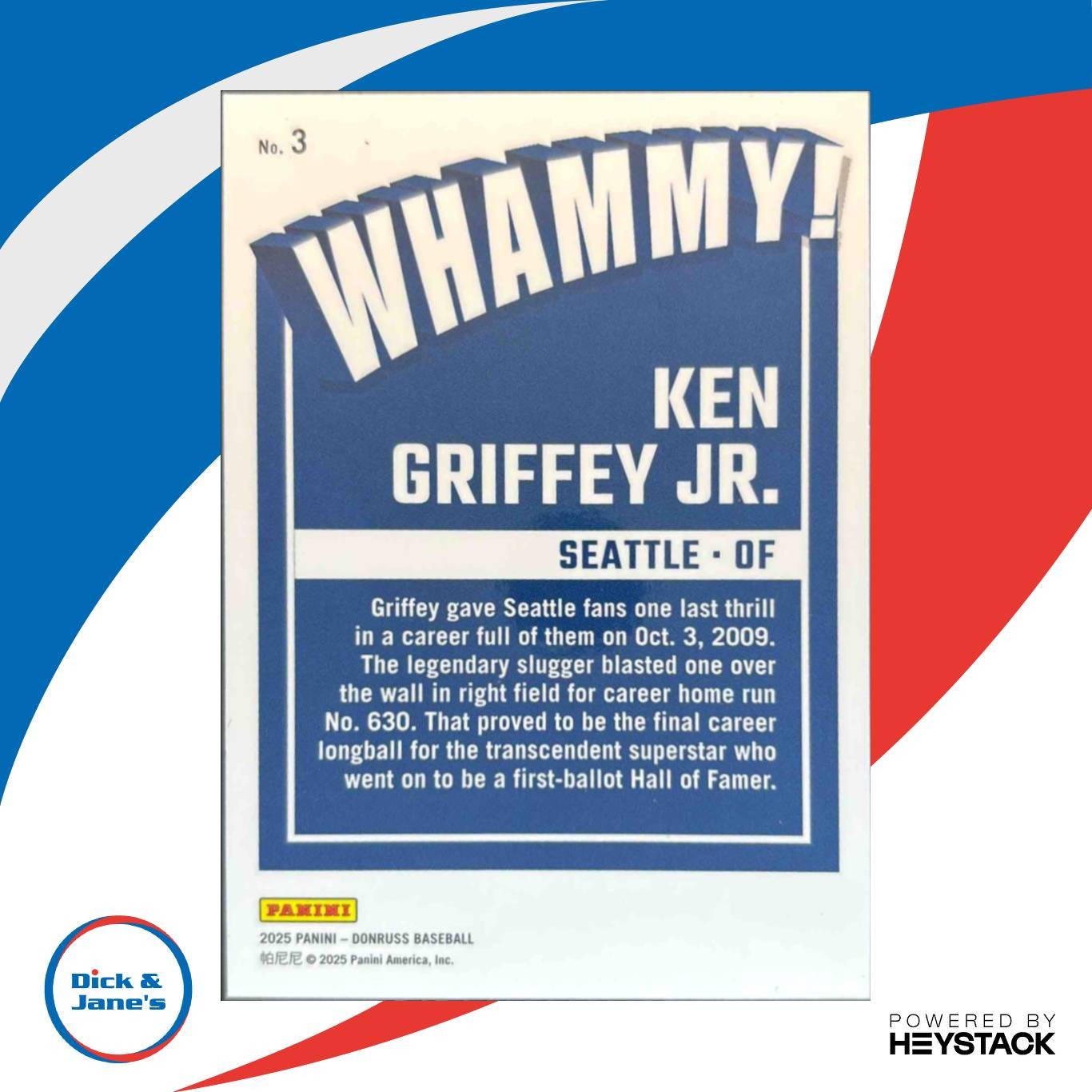 2025 Panini Donruss Ken Griffey Jr. Whammy! #3 Seattle Mariners - Sports Cards