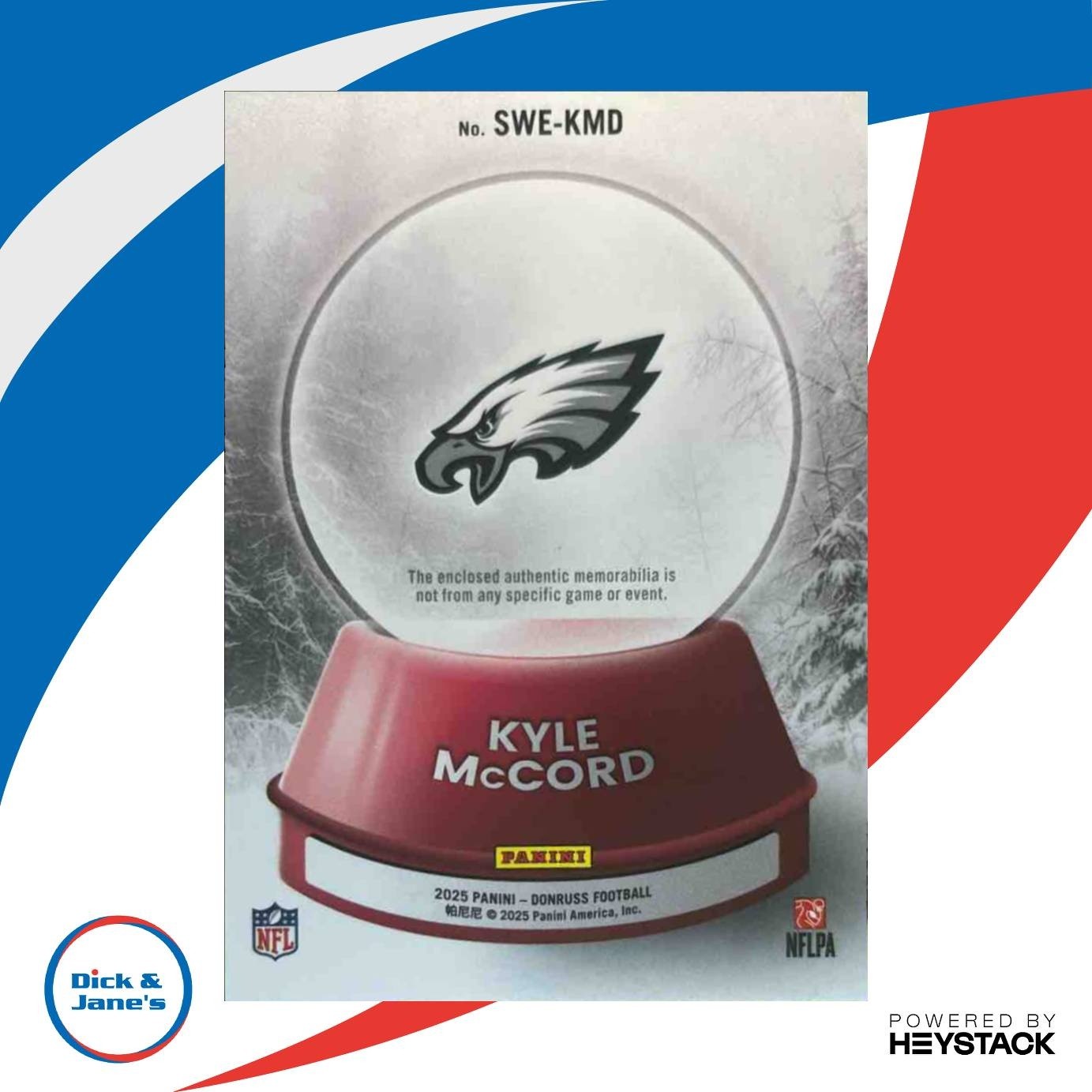 2025 Panini Donruss Kyle McCord Rookie Holiday Sweater MEM Philadelphia Eagles - Sports Cards