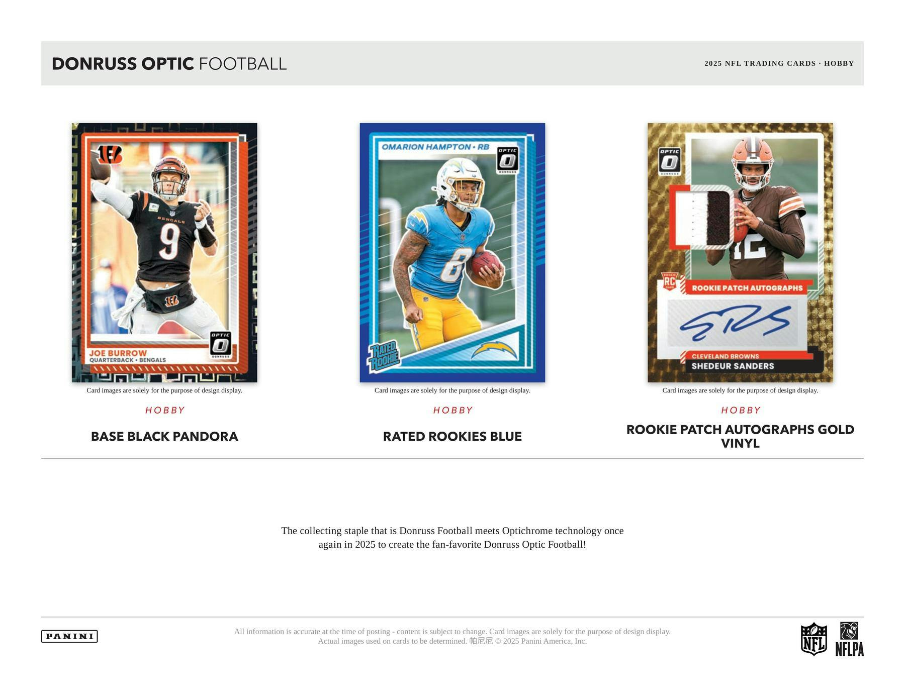 2025 Panini Donruss Optic Football Hobby Box (1 Auto / 20 Rated Rookies) - NFL Hobby Box