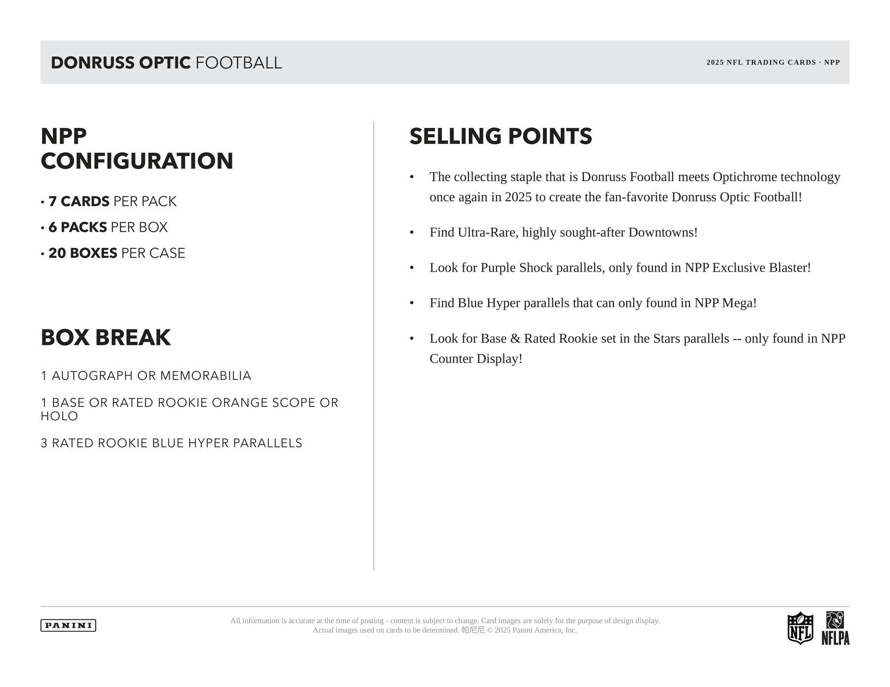 2025 Panini Donruss Optic Football Mega Box (1 Auto or Mem) Retail Blue Hyper - NFL Mega Box