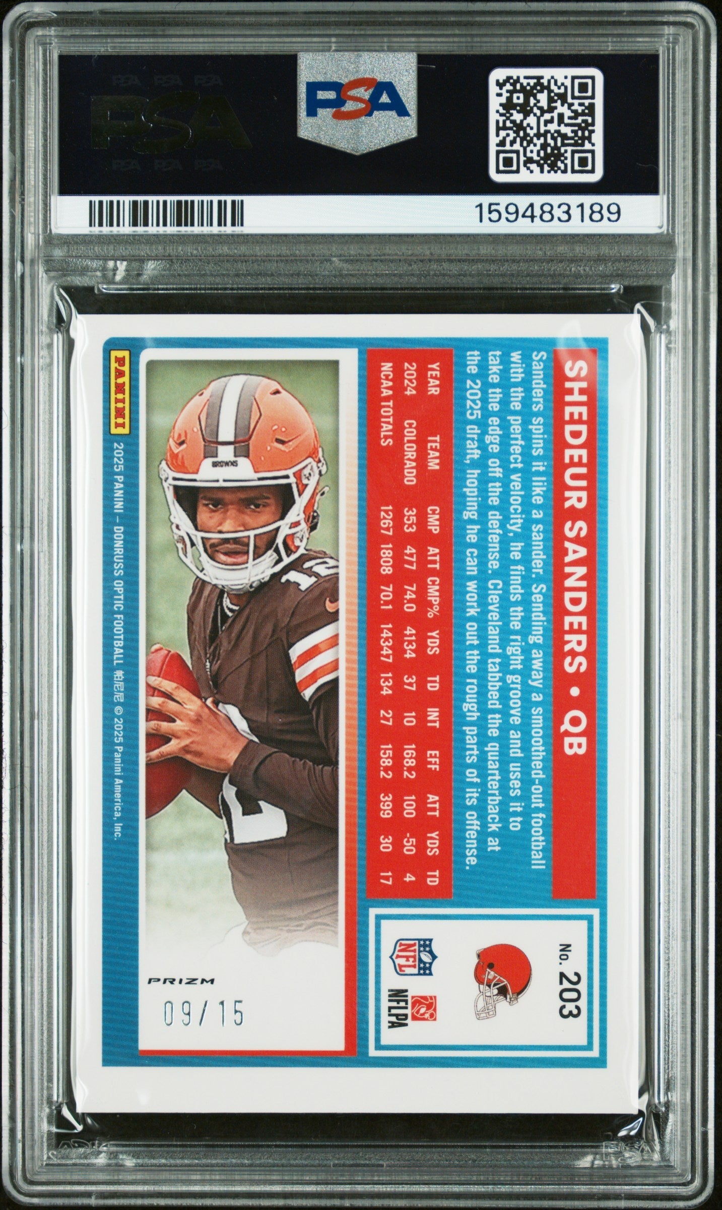 2025 Panini Donruss Optic Shedeur Sanders Purple Stars #203 PSA 9 - Graded Sports Cards