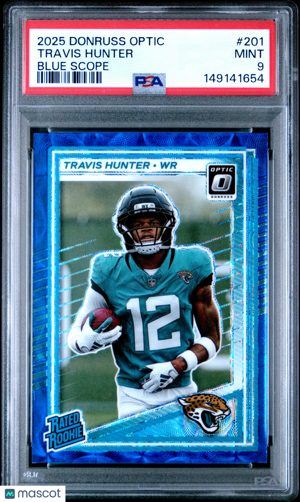 2025 Panini Donruss Optic Travis Hunter Blue Scope Rookie PSA 9 MINT Jaguars - Graded Sports Cards