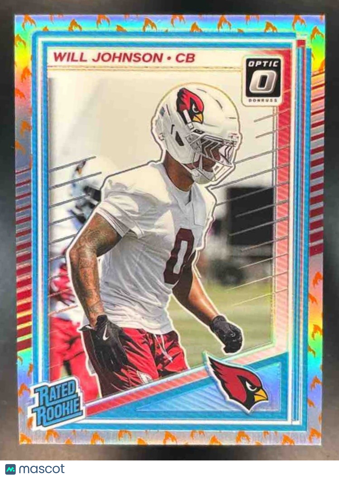 2025 Panini Donruss Optic Will Johnson Fire Emoji RC #247 Arizona Cardinals - Sports Cards