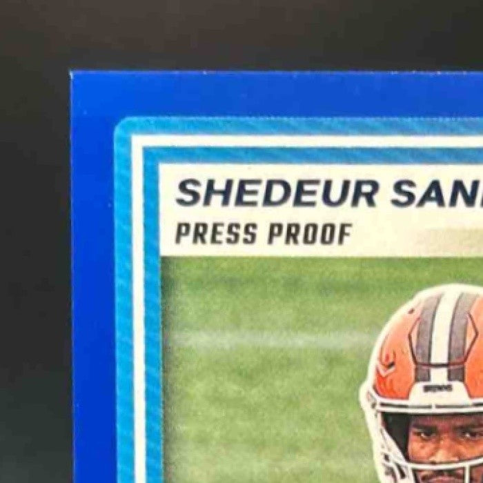 2025 Panini Donruss Shedeur Sanders Press Proof Blue #306 RC Cleveland Browns - Sports Cards
