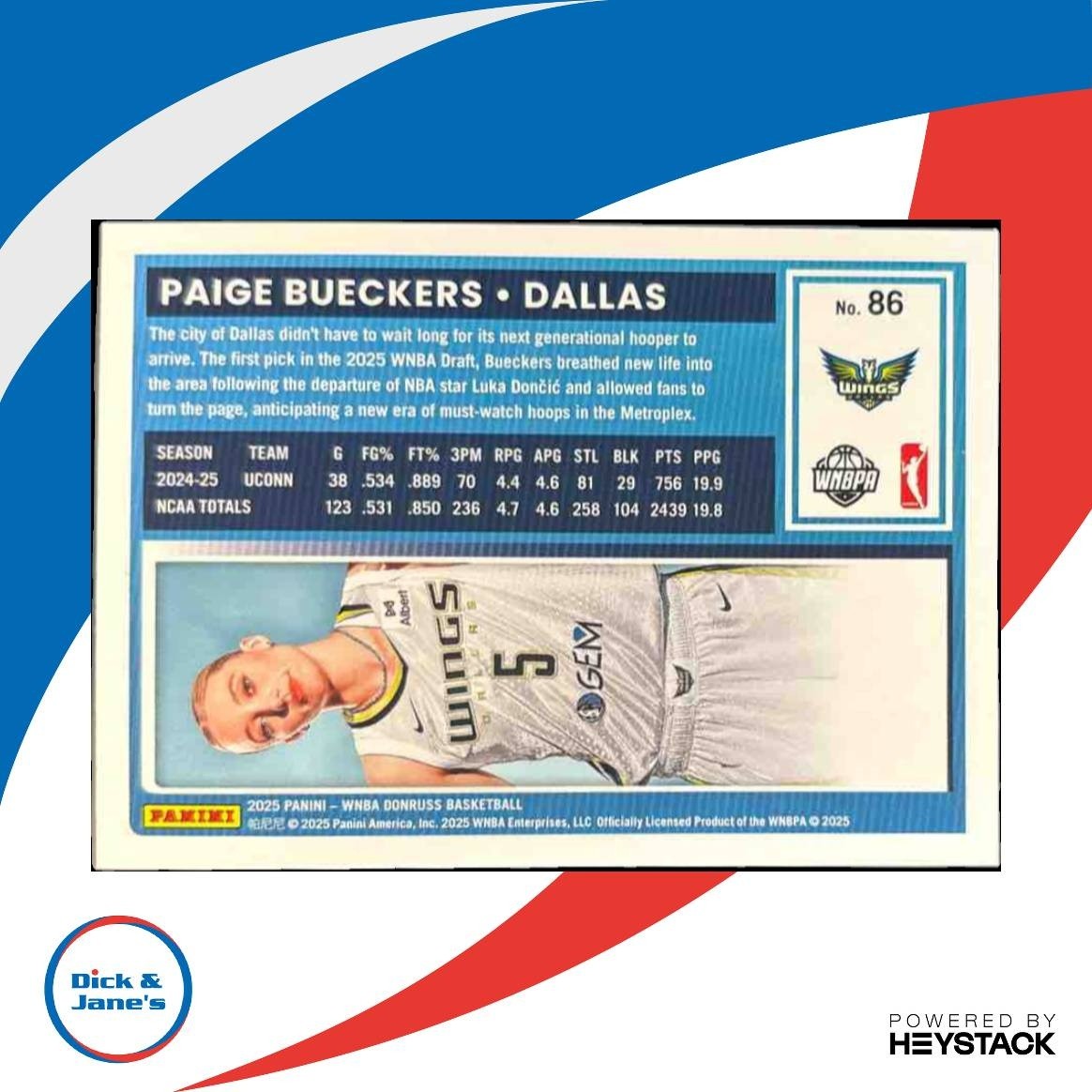 2025 Panini Donruss WNBA Paige Bueckers Rated Rookie #86 RC Dallas Wings - Sports Cards