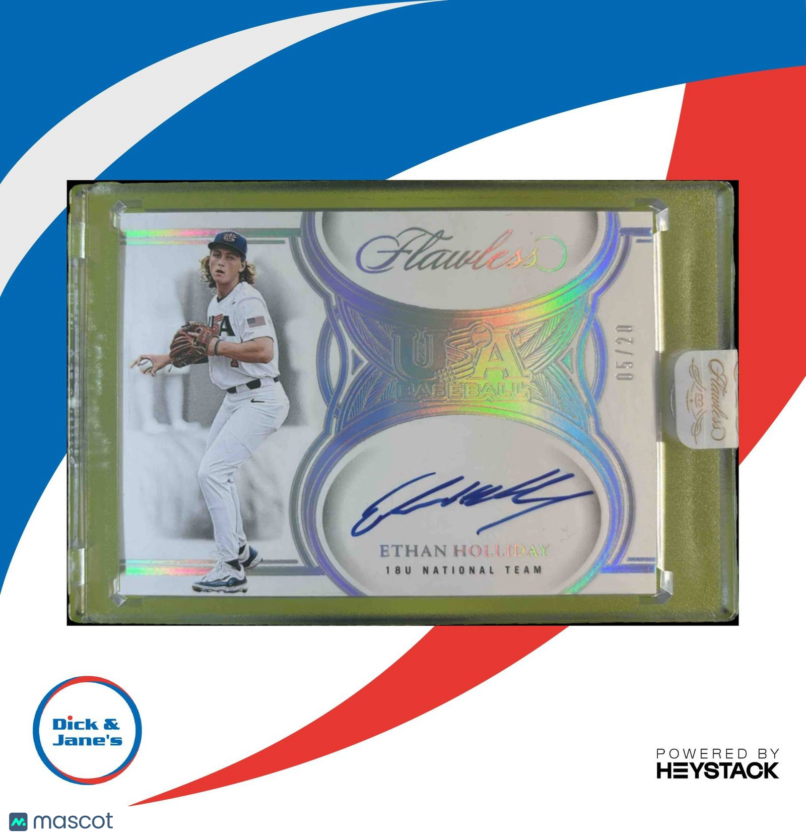 2025 Panini Flawless Ethan Holliday USA Baseball Signatures 5/20 #5 Auto - Sports Cards
