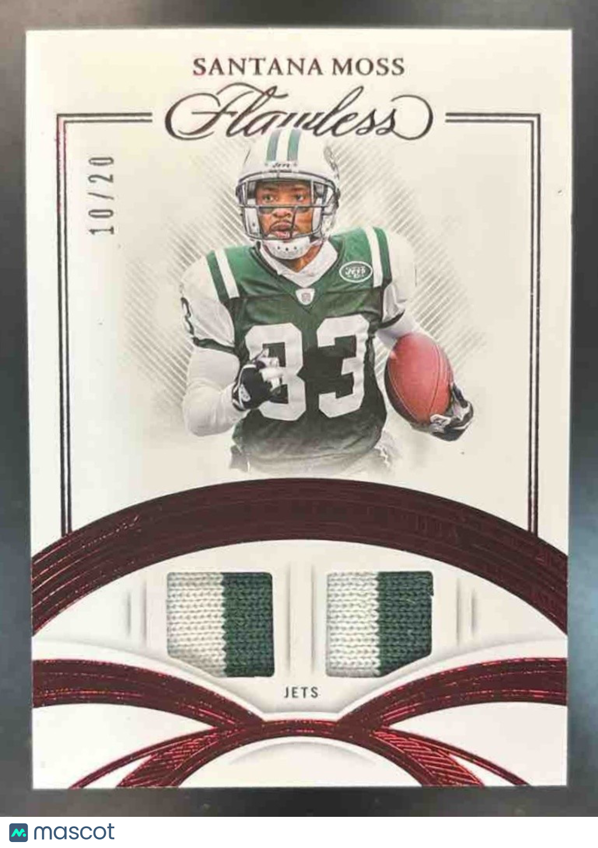 2025 Panini Flawless Santana Moss Game Used Patch Ruby /20 #38 MEM New York Jets - Sports Cards