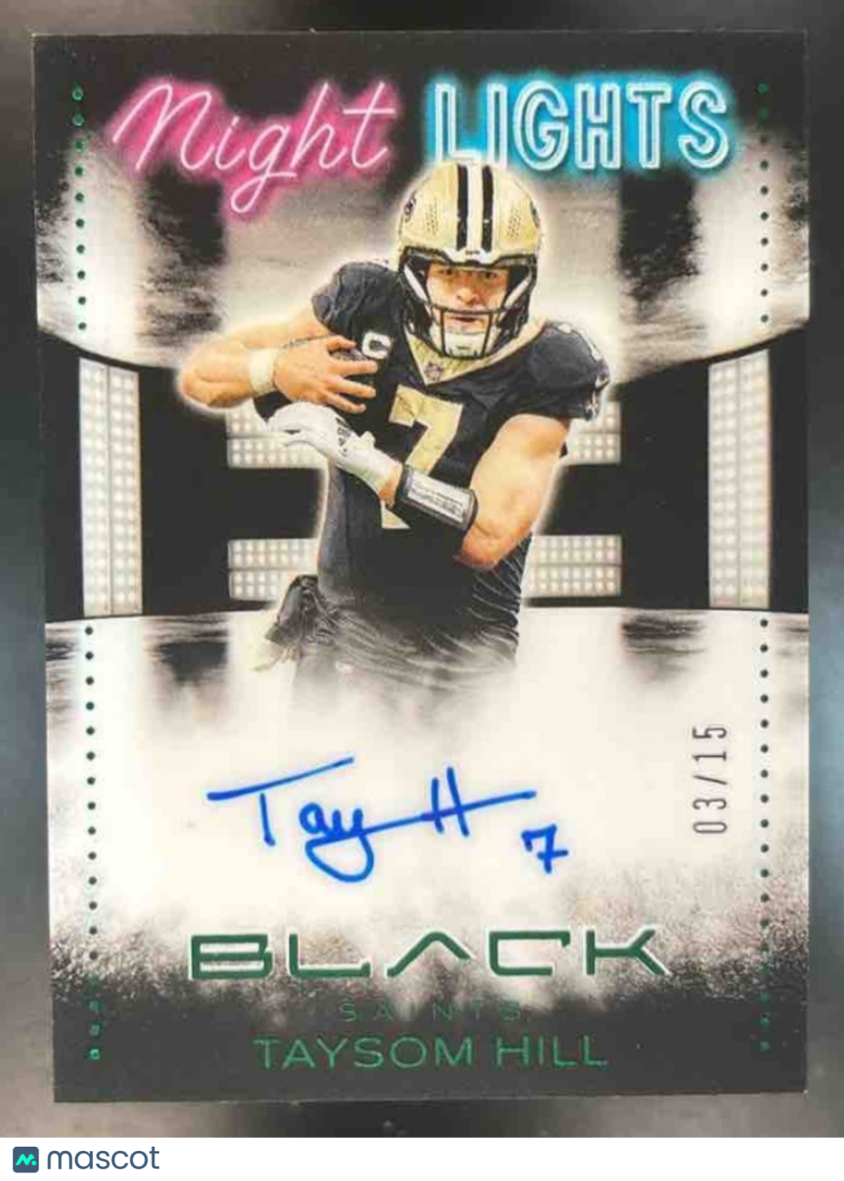 2025 Panini Honors Taysom Hill Black Football Night Lights Auto /15 Saints - Sports Cards