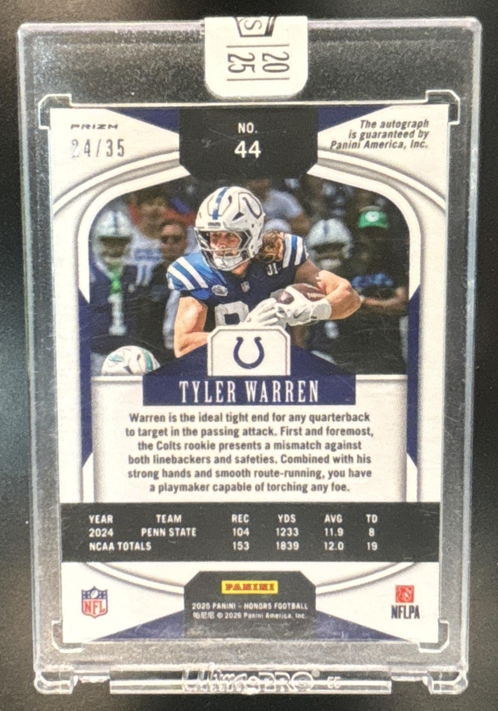 2025 Panini Honors Tyler Warren Rookies Signatures Red /35 #44 RC Auto Colts - Sports Cards