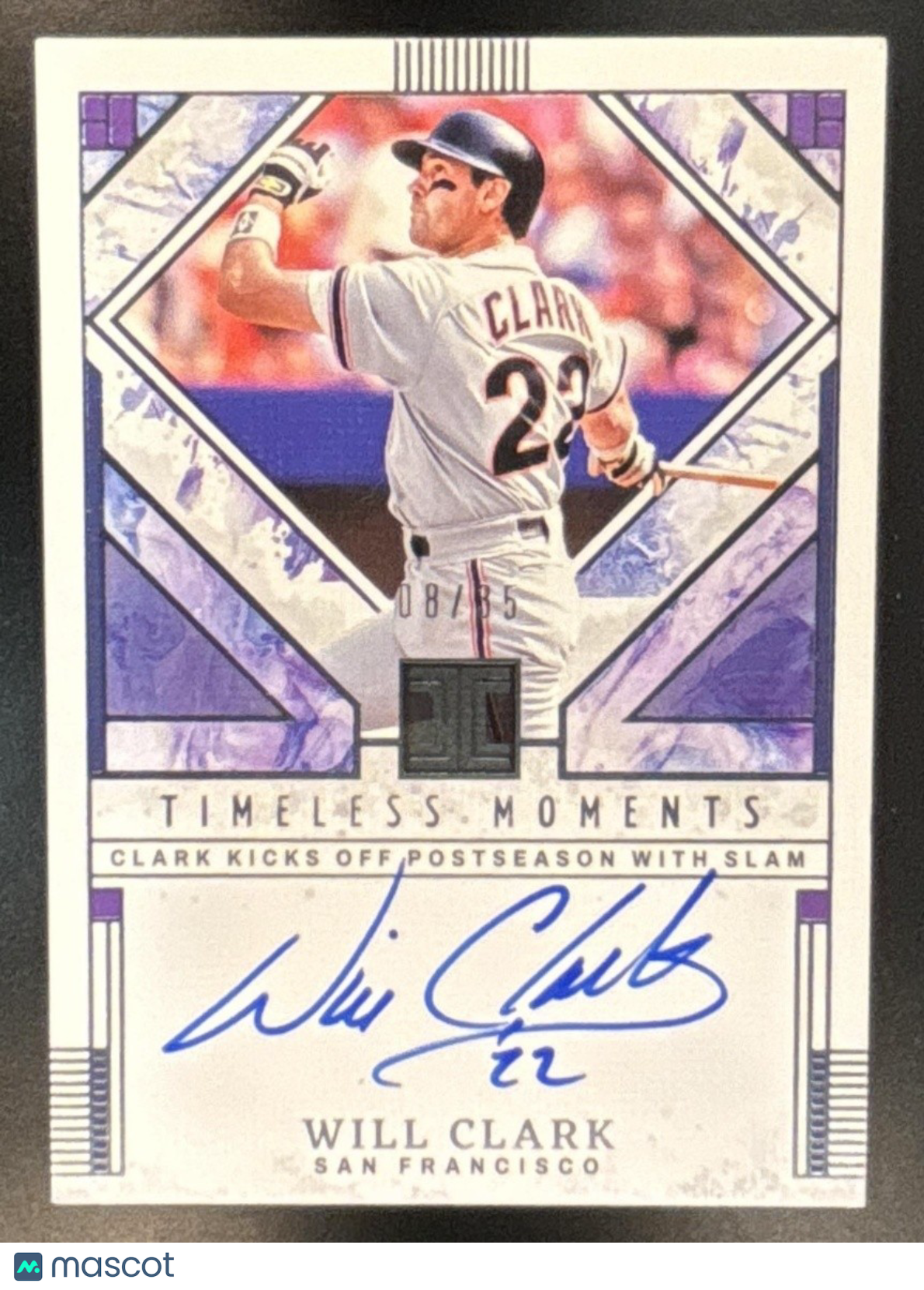2025 Panini Impeccable Will Clark Timeless Moments Signatures /35 #TMS-WC Auto - Sports Cards
