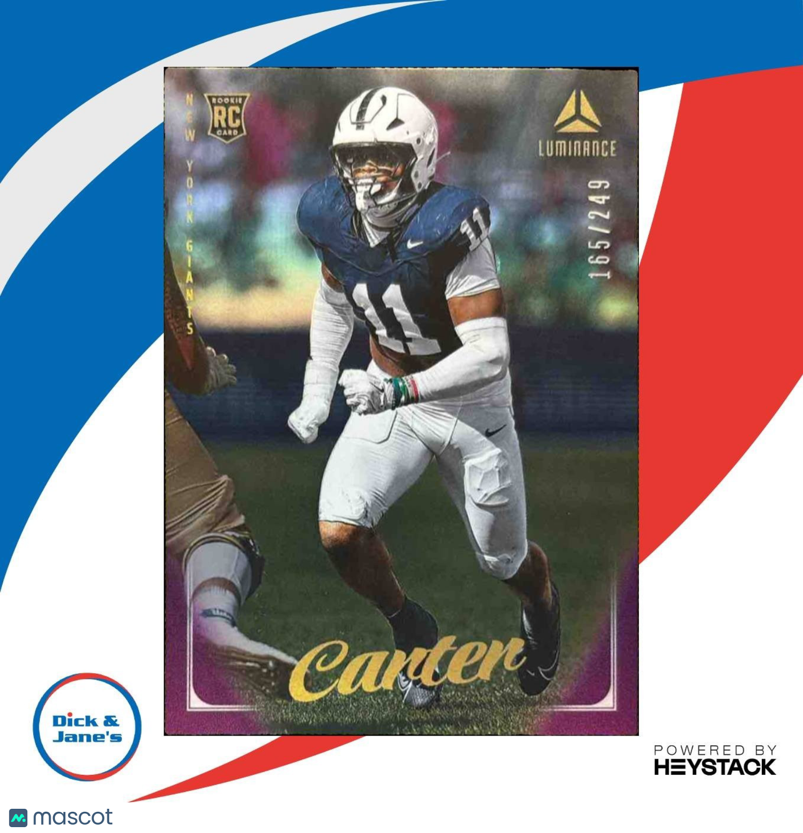2025 Panini Luminance Abdul Carter Purple /249 #153 RC New York Giants - Sports Cards