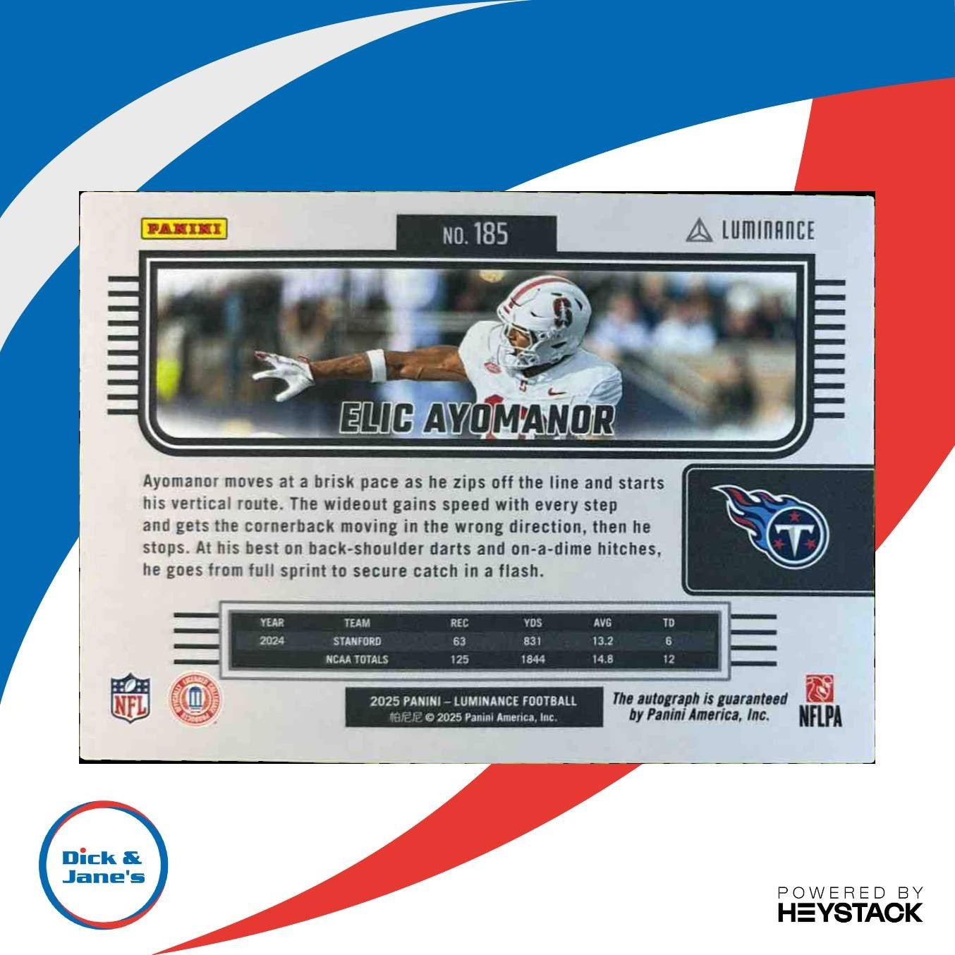 2025 Panini Luminance Elic Ayomanor Auto /700 #185 RC Tennessee Titans - Sports Cards