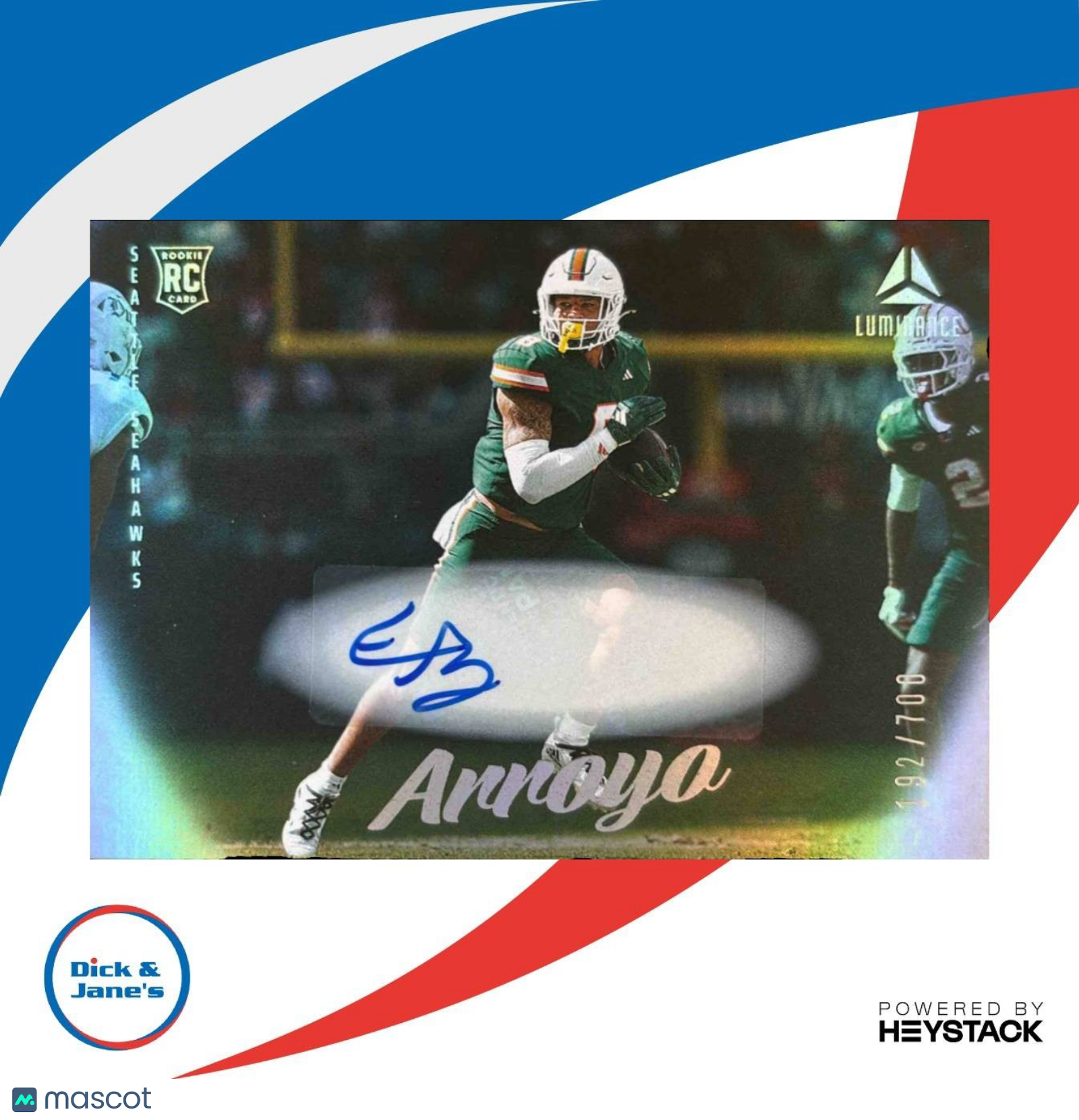 2025 Panini Luminance Elijah Arroyo Auto /700 #192 RC Seattle Seahawks - Sports Cards