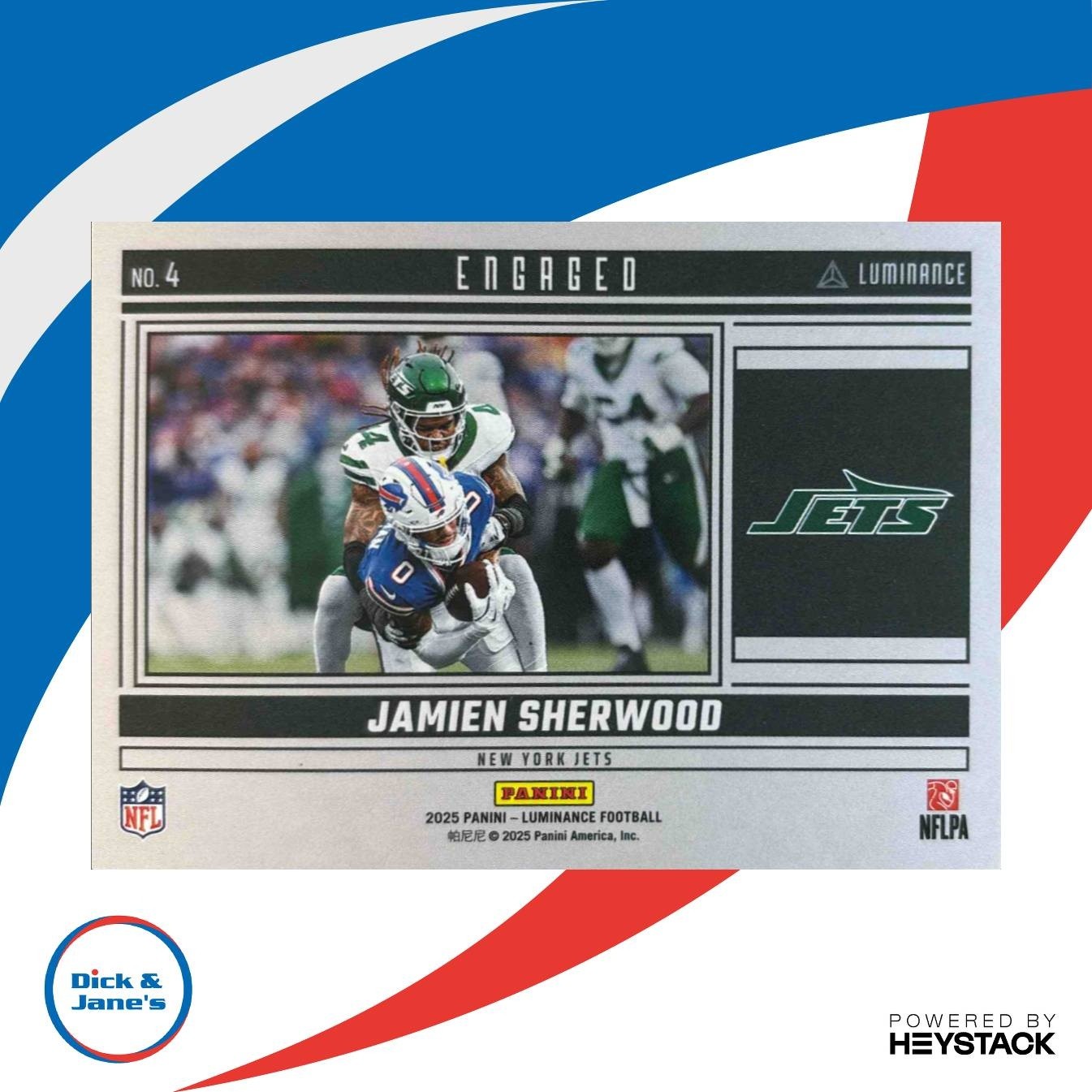 2025 Panini Luminance Jamien Sherwood Engaged Blue /50 #4 New York Jets - Sports Cards